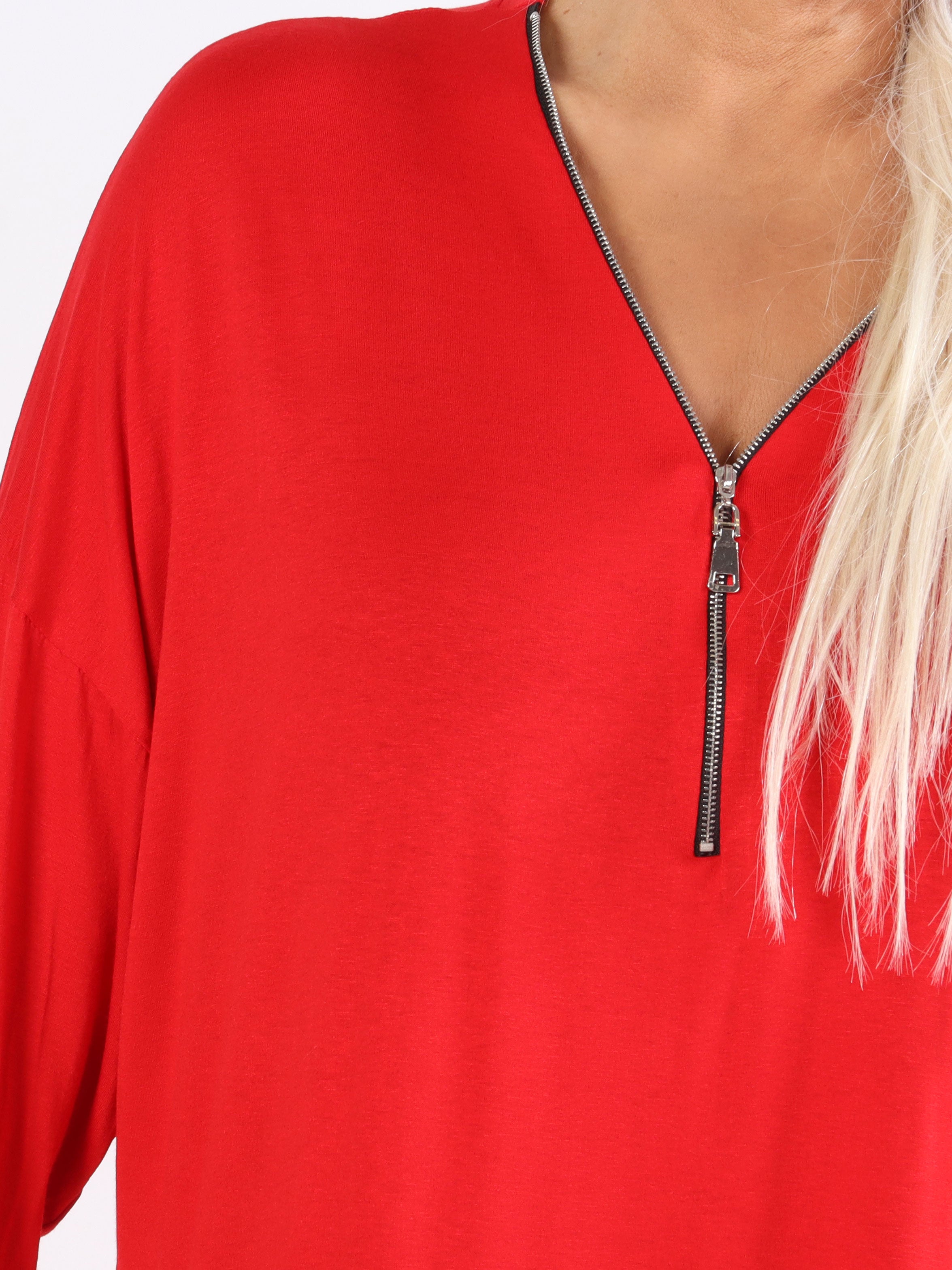 Lorenza plain - Plus Size tunikakjole i jersey med lynlås