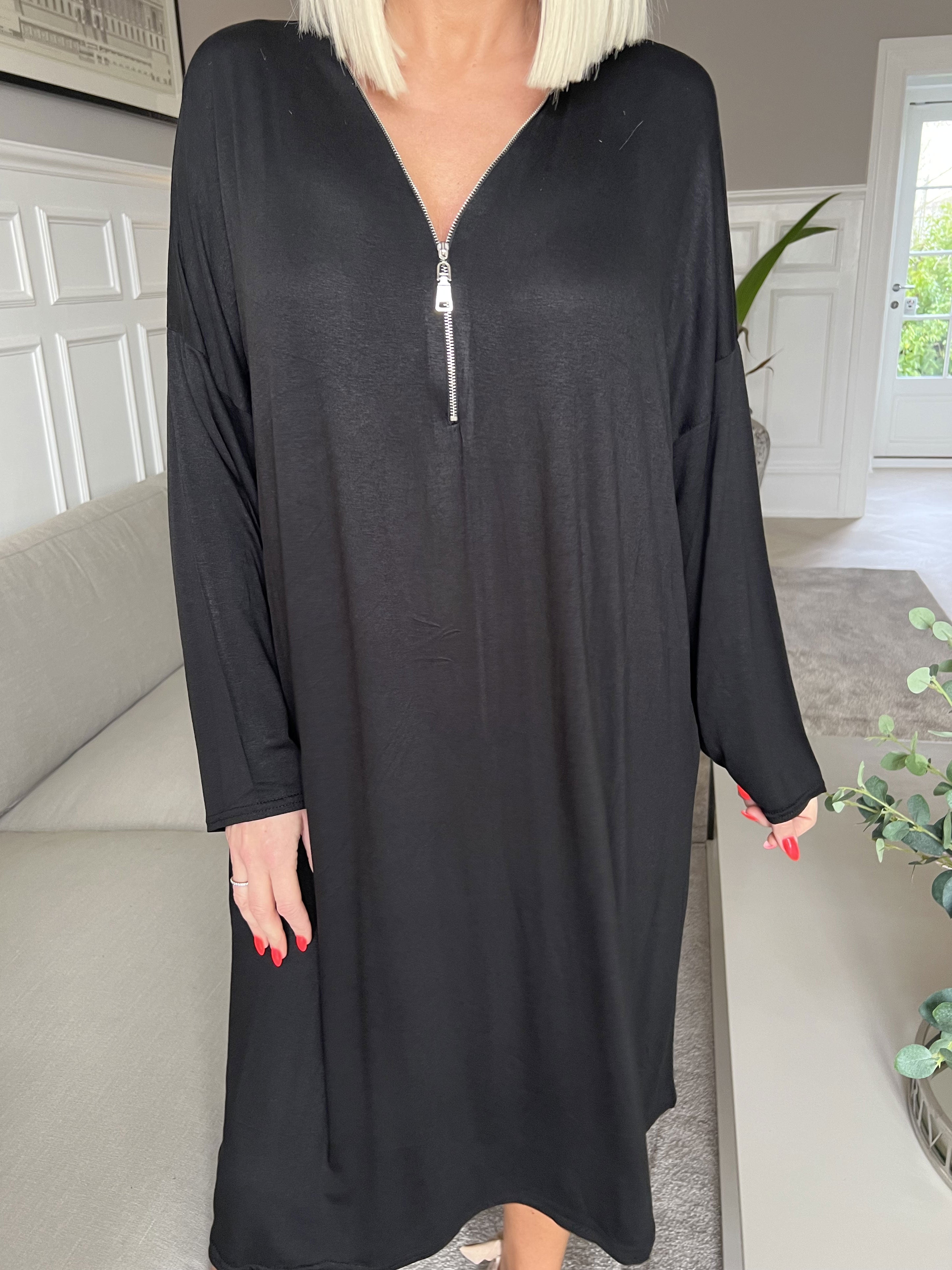 Lorenza plain - Tunikakjole i jersey med lynlås