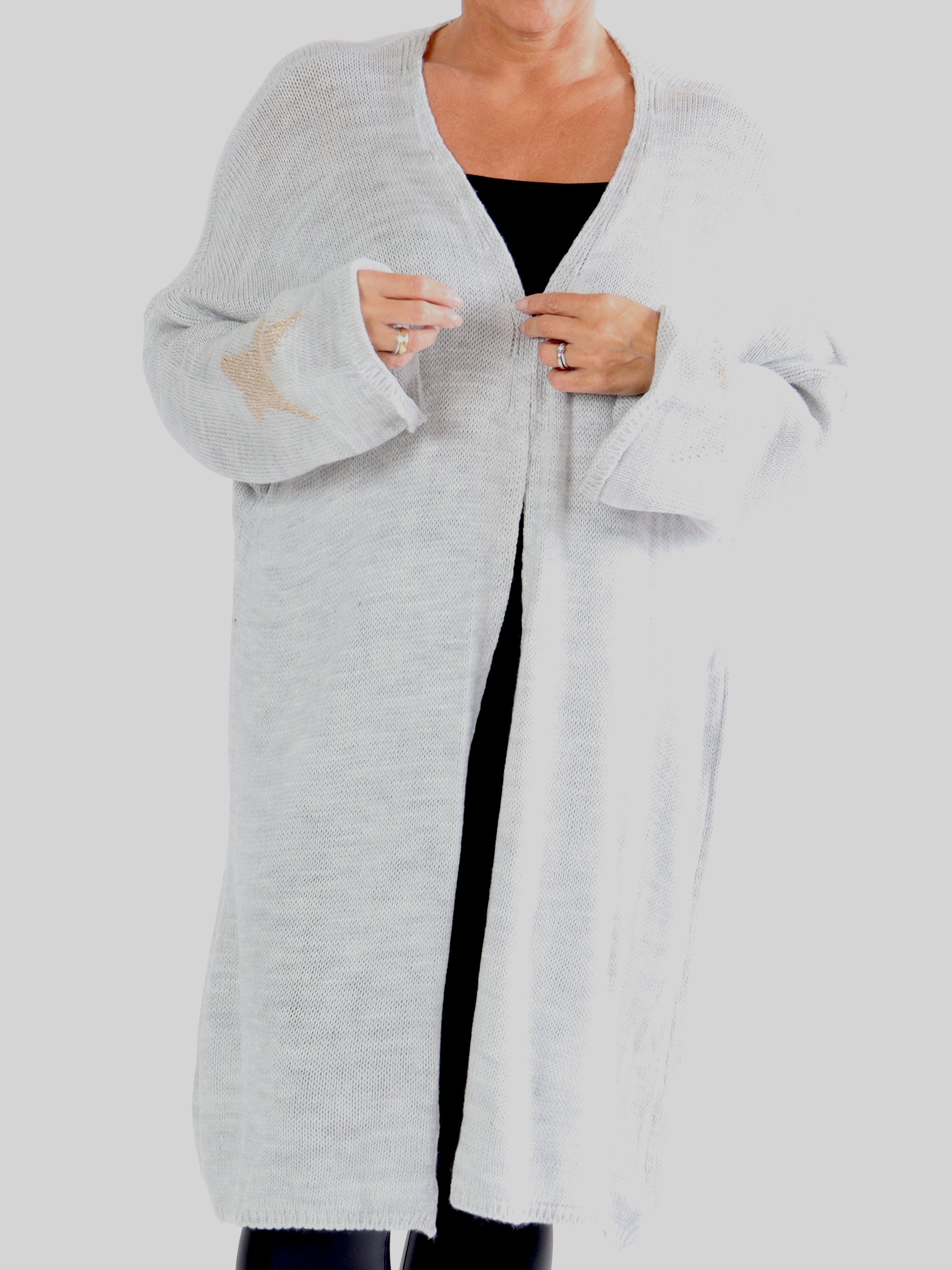 Lowa - Strik cardigan i plus size med stjerne