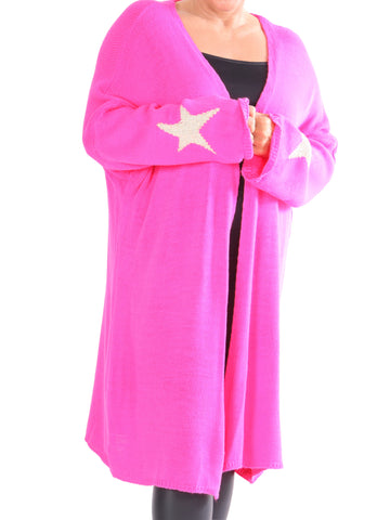 Lowa - Strik cardigan i plus size med stjerne