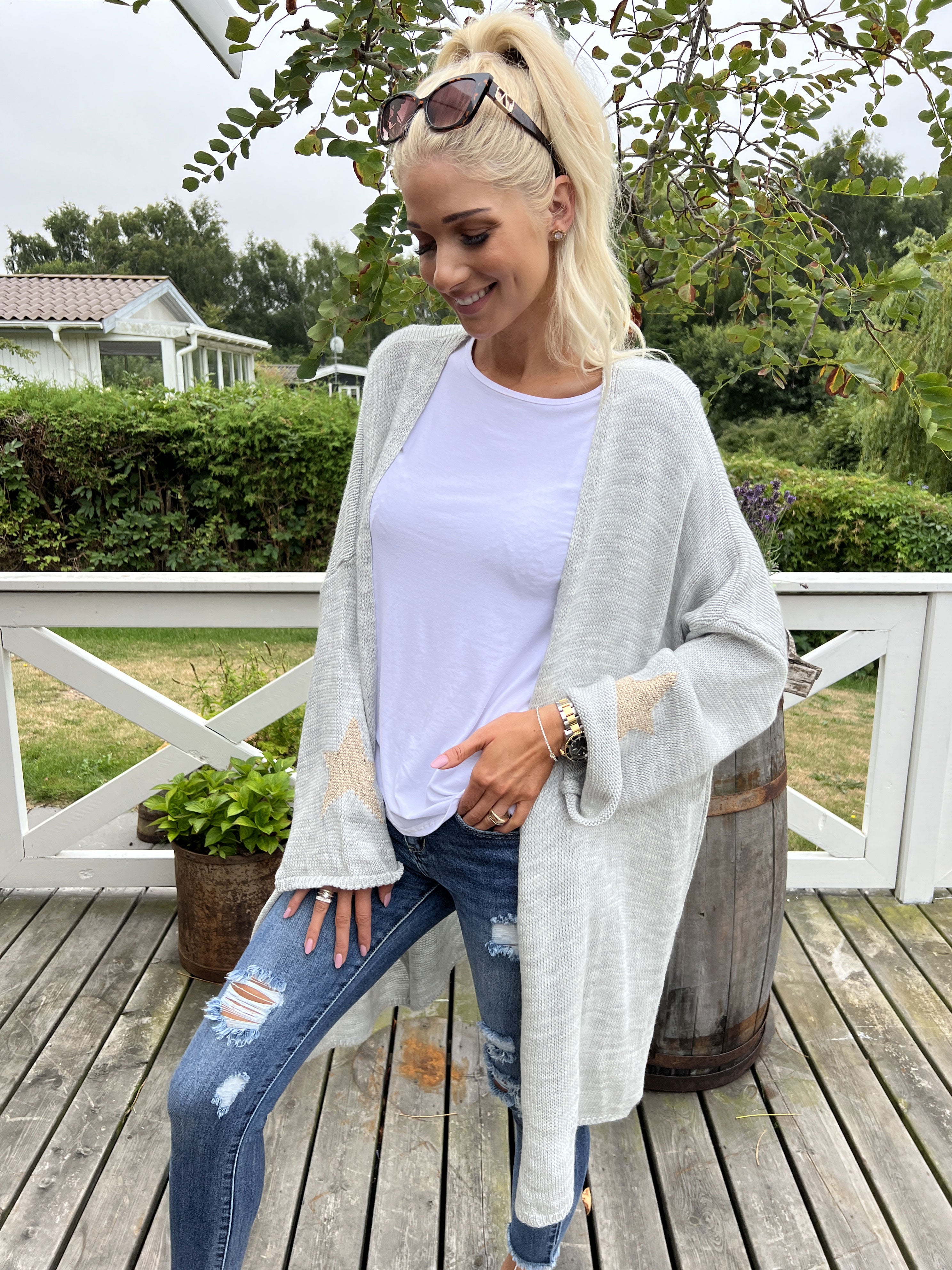 Lowa - Strik cardigan med stjerne på ærmet