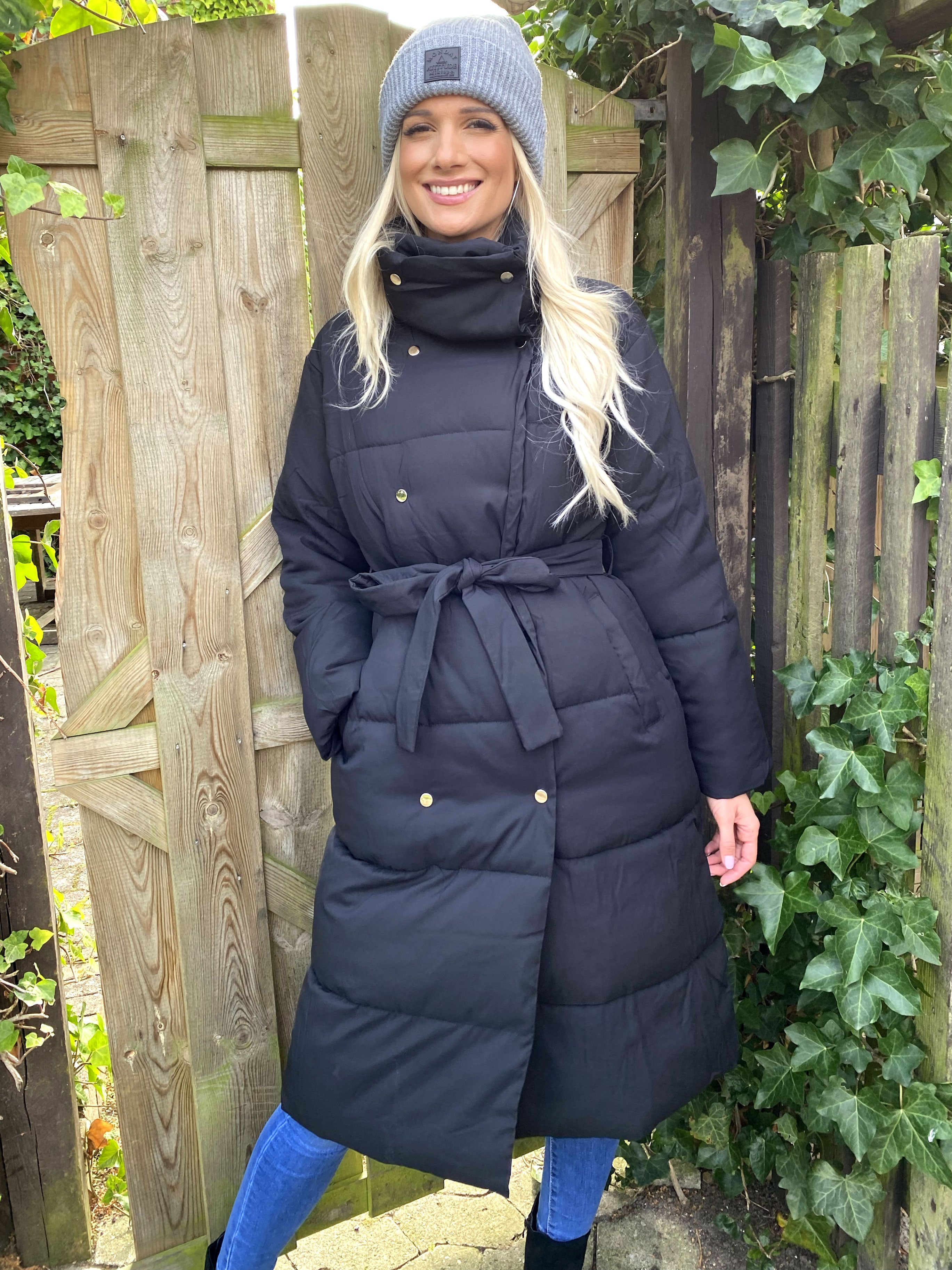 Luisa - Lang dynejakke med bindebånd