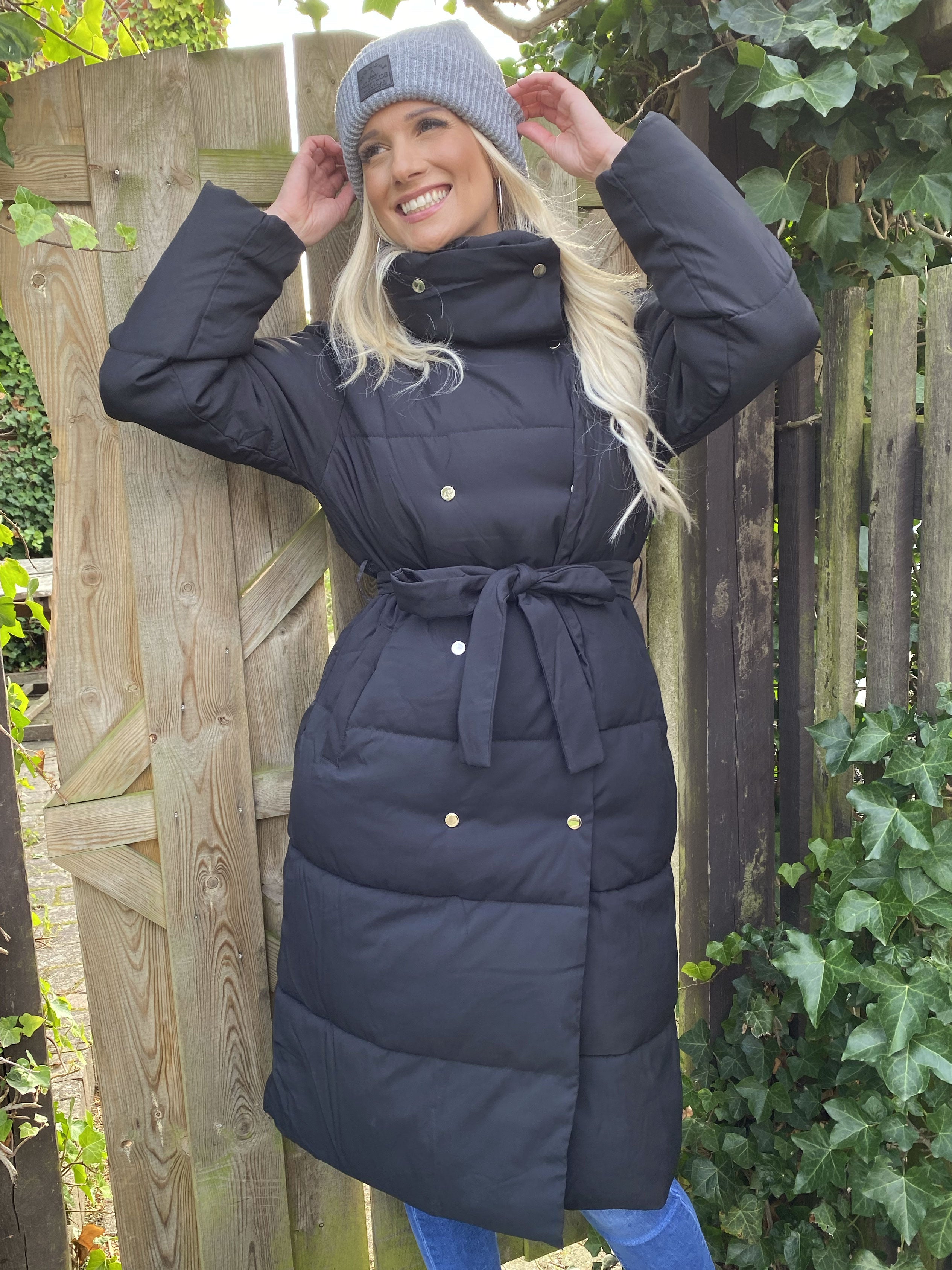 Luisa - Lang dynejakke med bindebånd