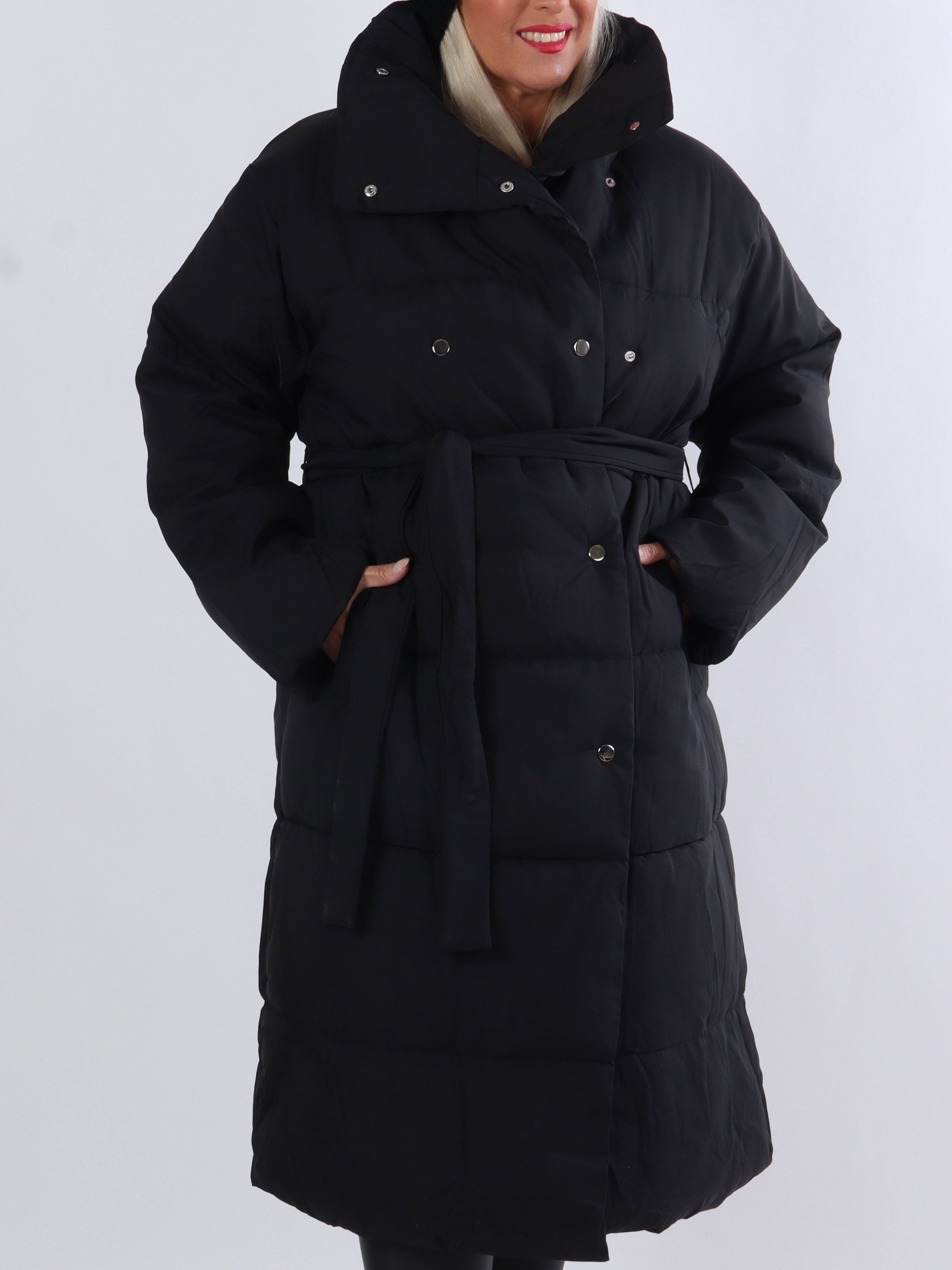 Luisa - Lang dynejakke med bindebånd