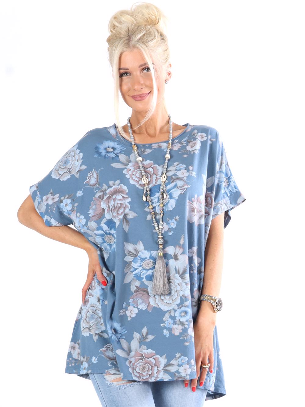 Lupe - Sort blomstret t-shirt