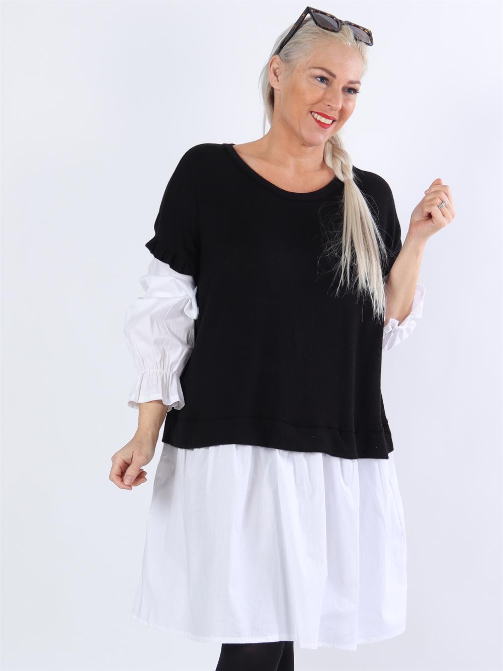 Lynn - Strikket vest med indsyet skjorte under