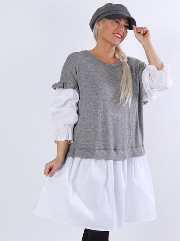 Lynn - Strikket vest med indsyet skjorte under