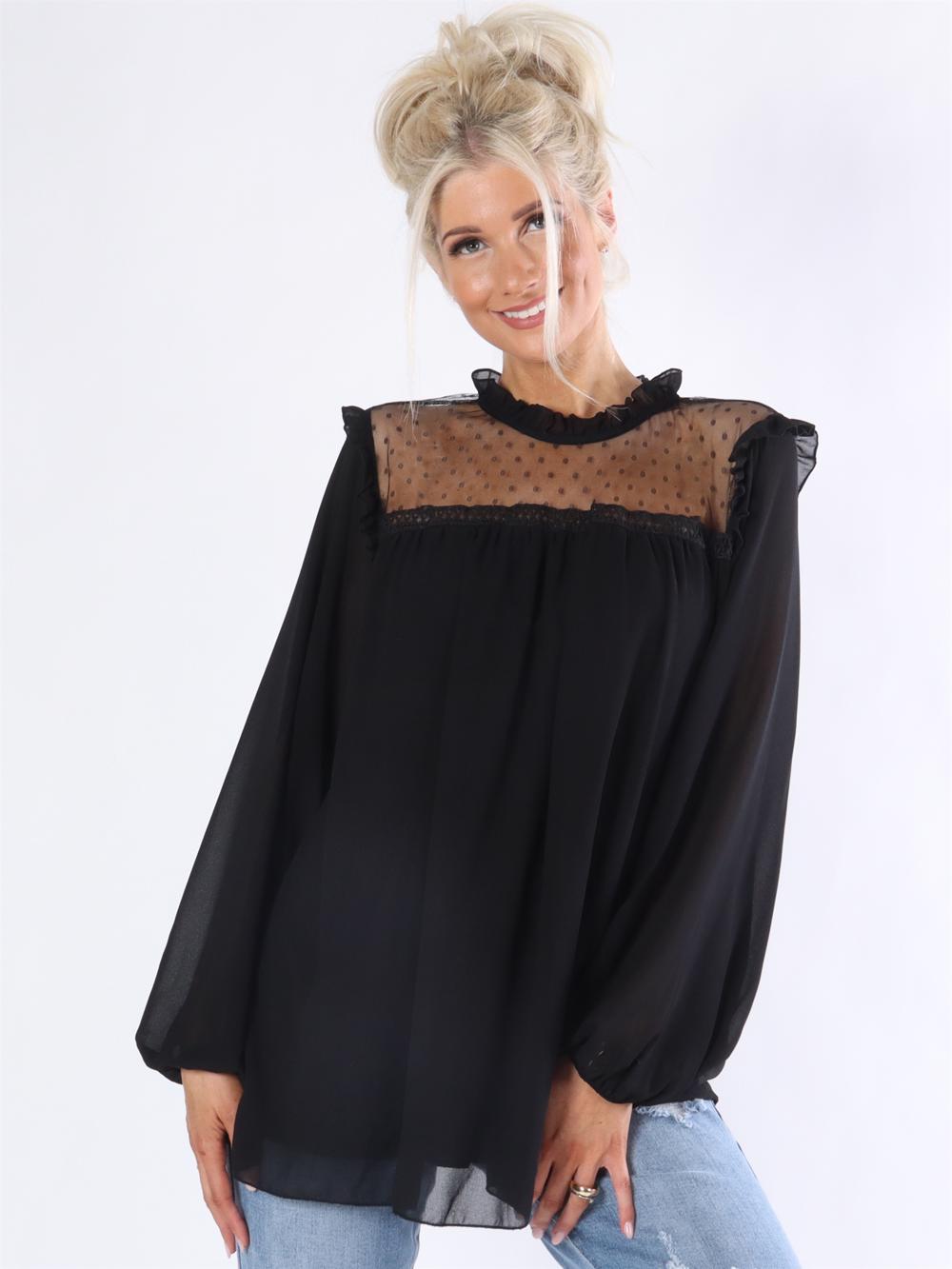 Maise - Tunika med transparent stof ved halsen