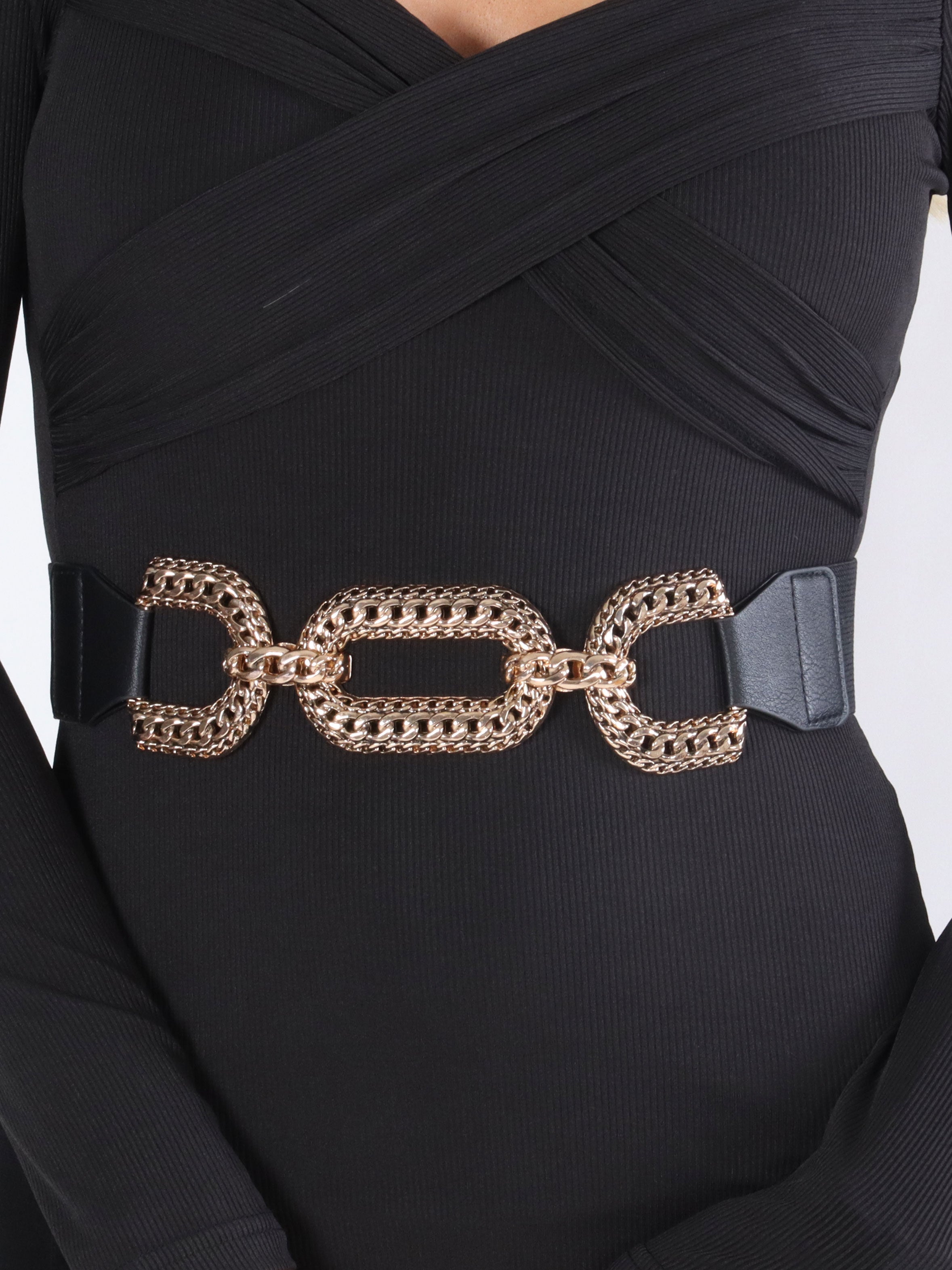 Maj - Sort elastik bælte med spænde