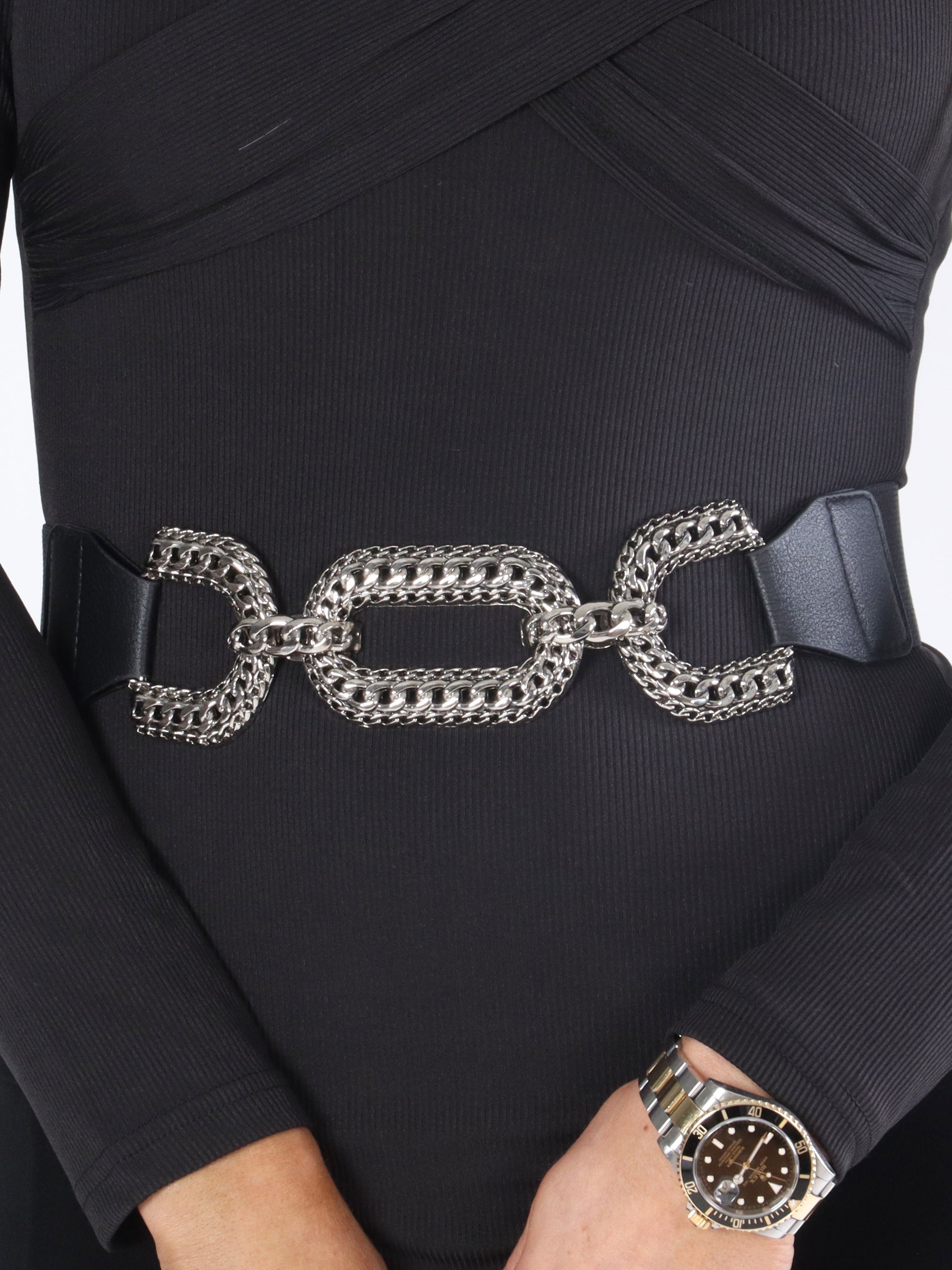 Maj - Sort elastik bælte med spænde