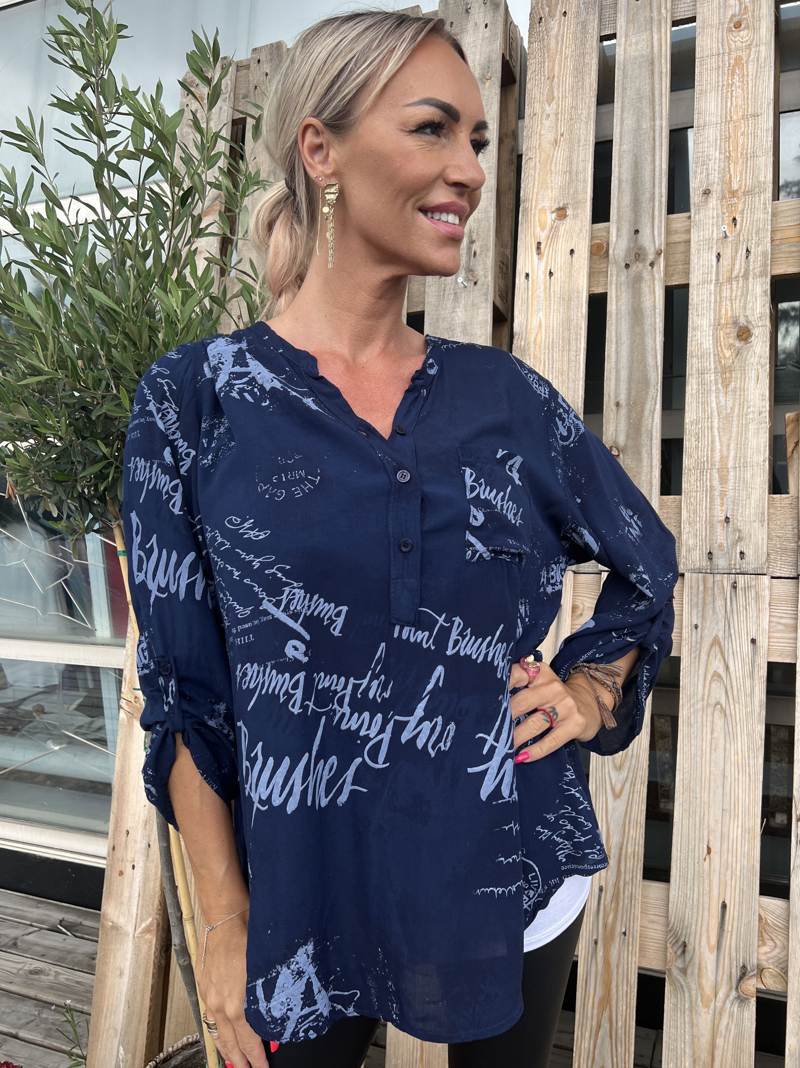 Malone - Skjorte med print og lomme på brystet