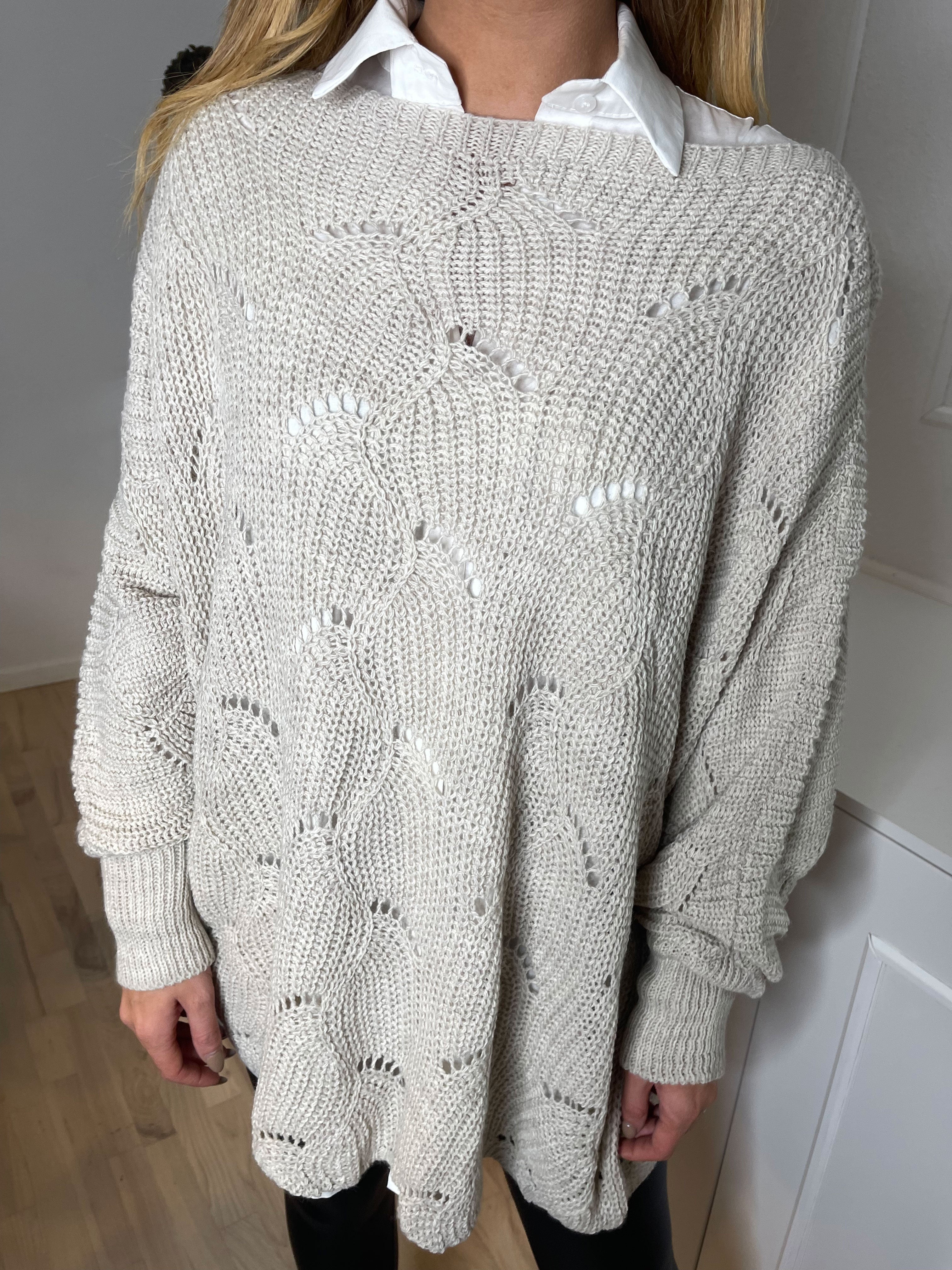 Manja - Strikbluse med hullet mønster