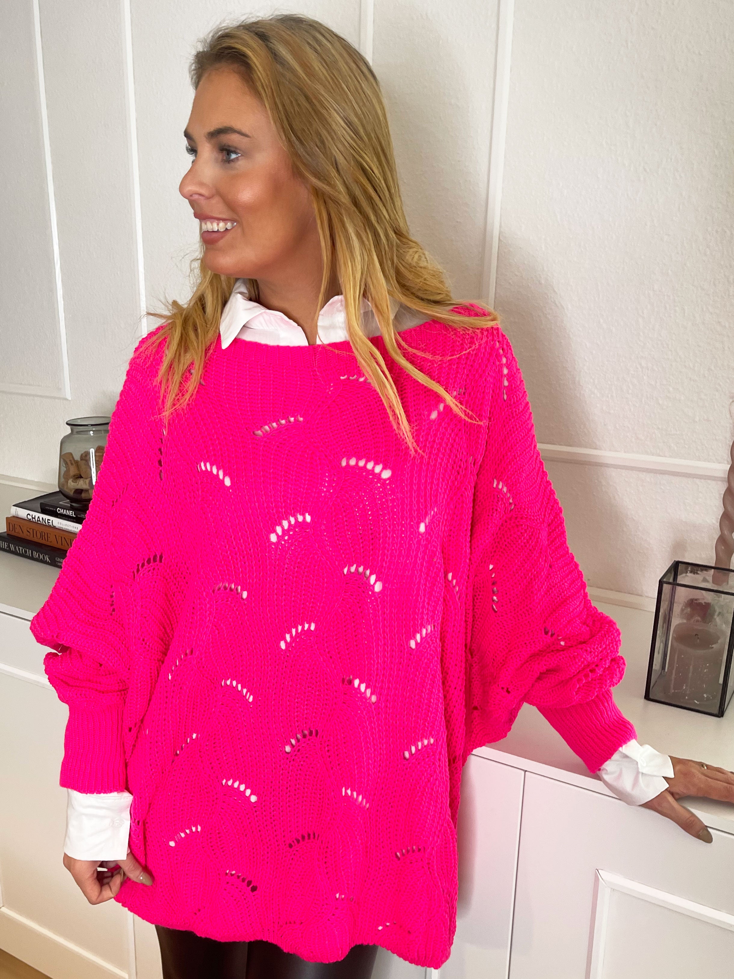 Manja - Strikbluse med hullet mønster