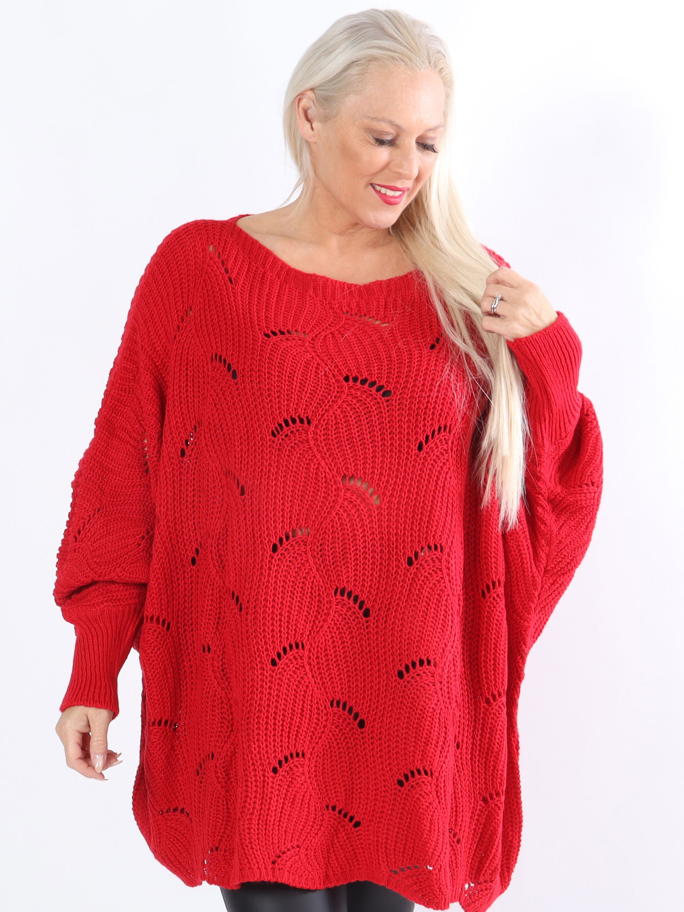 Manja - Plus size strik med hullet mønster