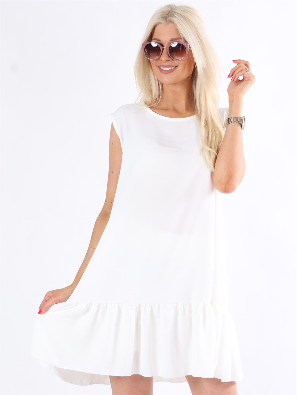 Manola - Kjole i løs pasform med flæsekant forneden