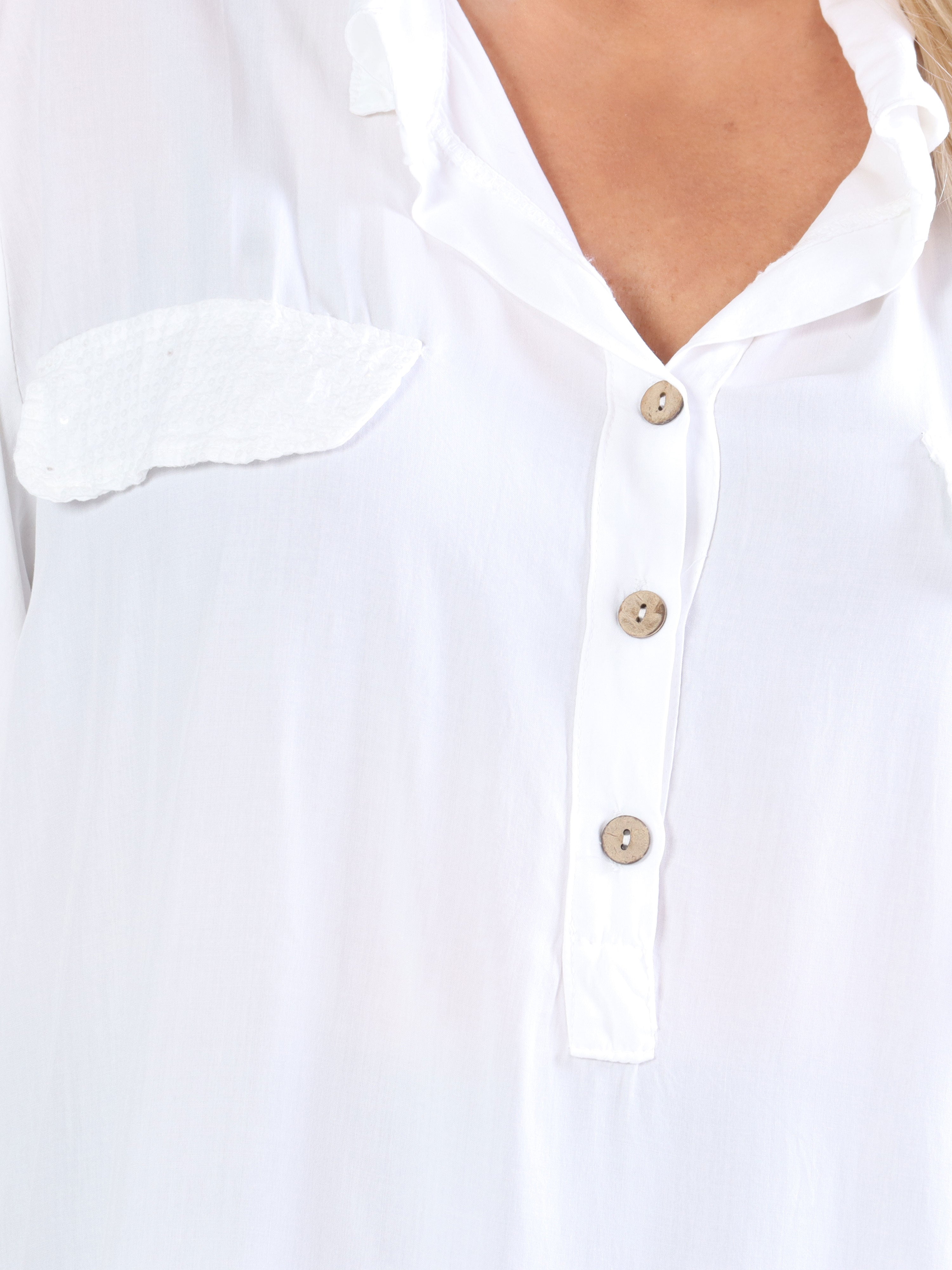 Marcelina - Sød plus size skjorte med pailletlomme