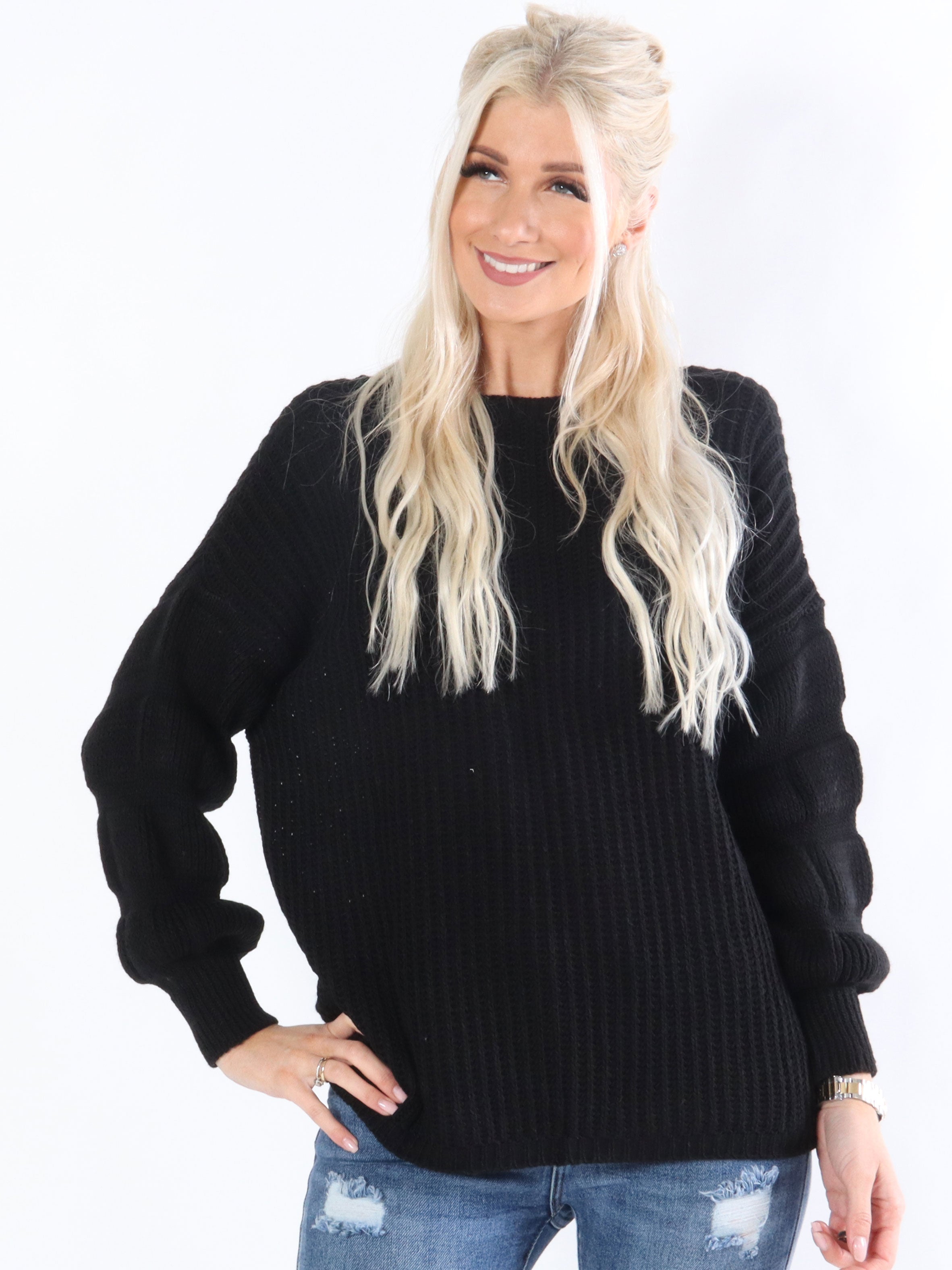 Marcia - Strikbluse med detaljeret ærmer