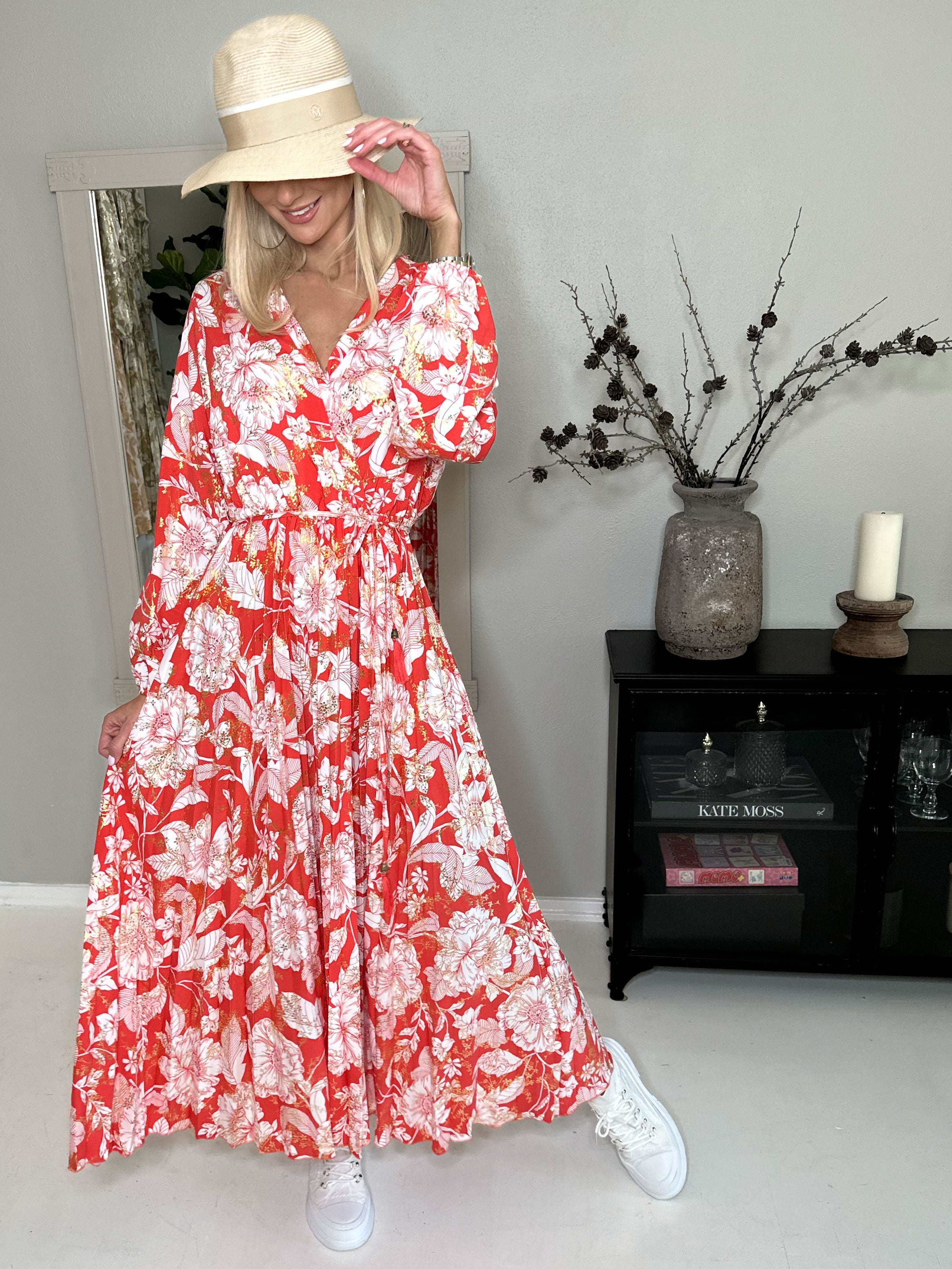 Marinella Flower - Smuk lang kjole med blomstermotiv