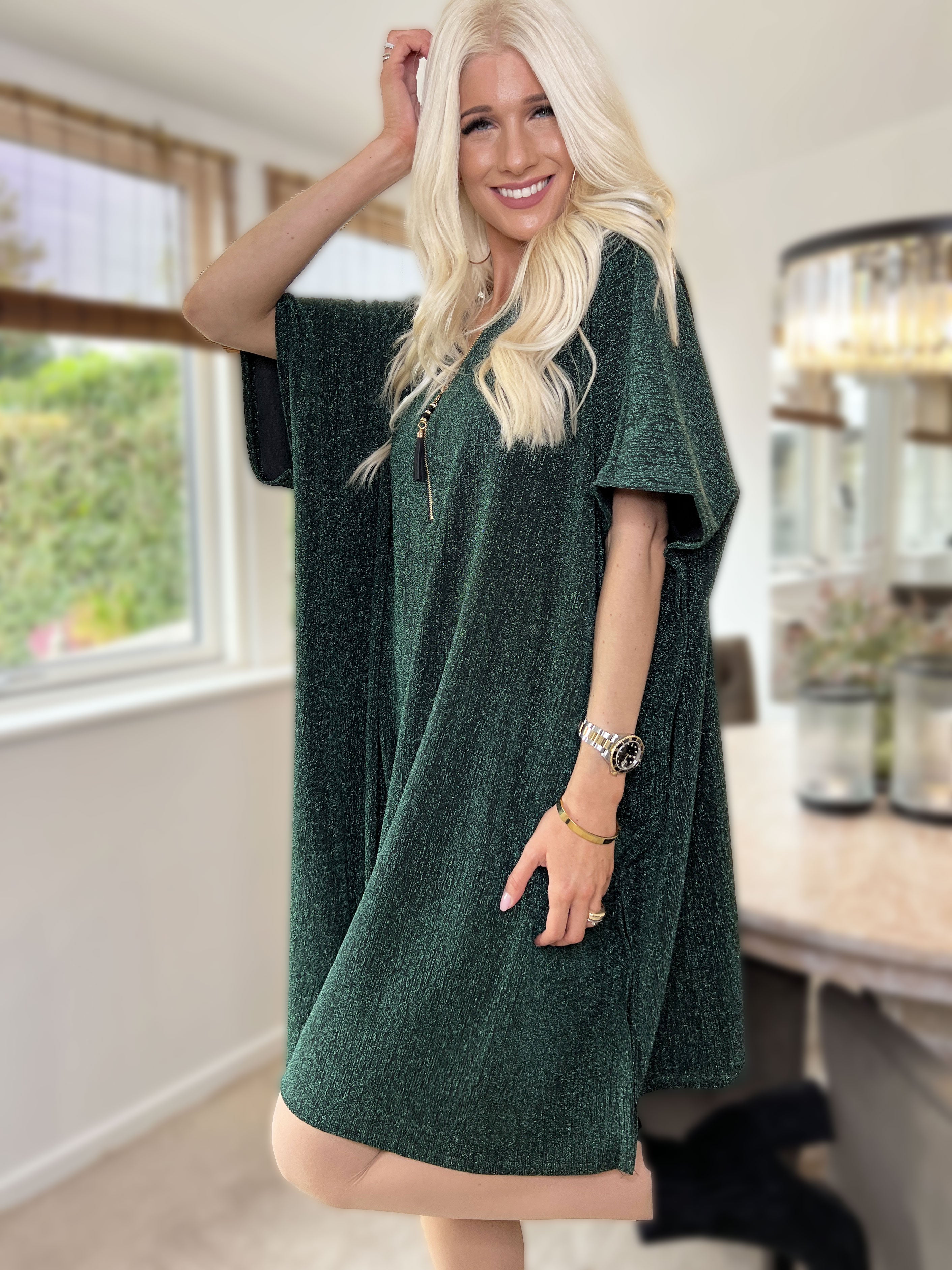 Mayte - Fin glimmerkjole med lynlås