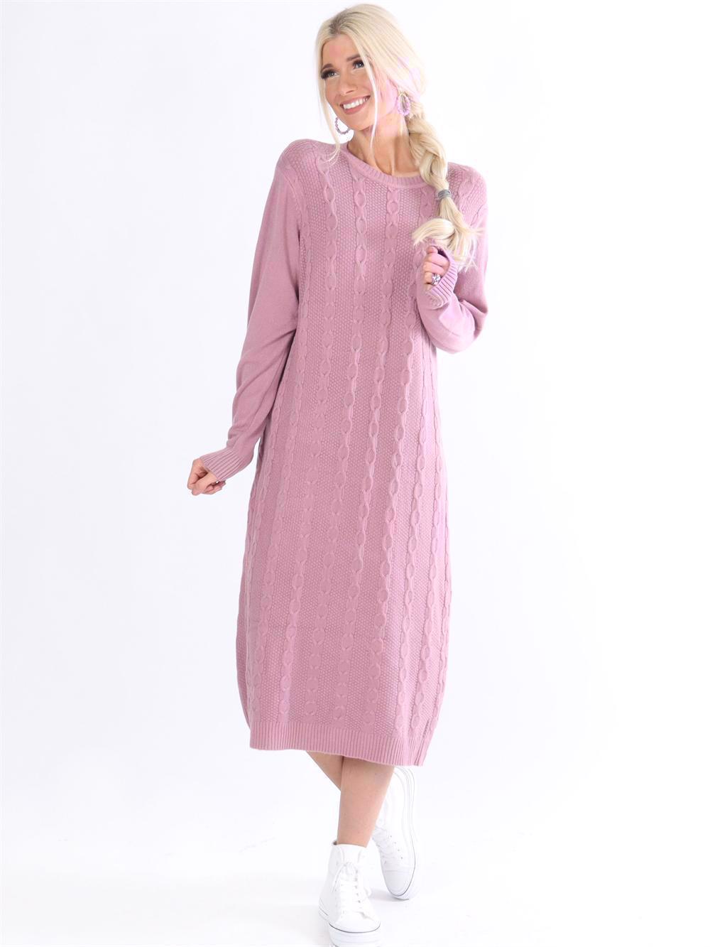 Melanie - Sort blød strikkjole med stræk