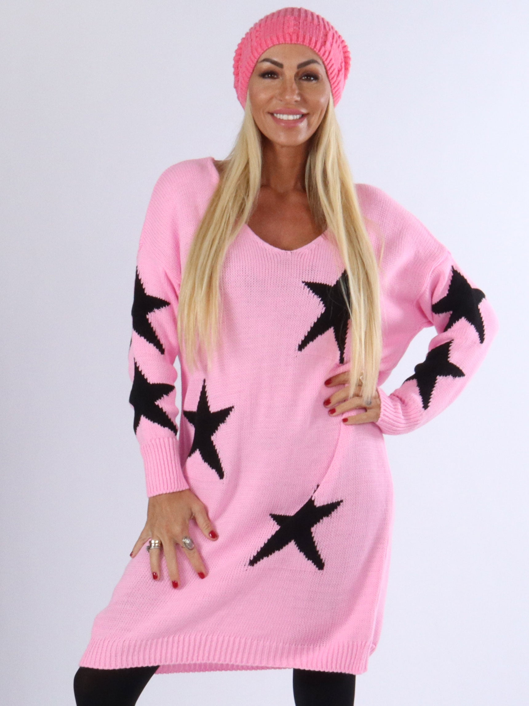 Merian - Sort strikbluse med stjerner