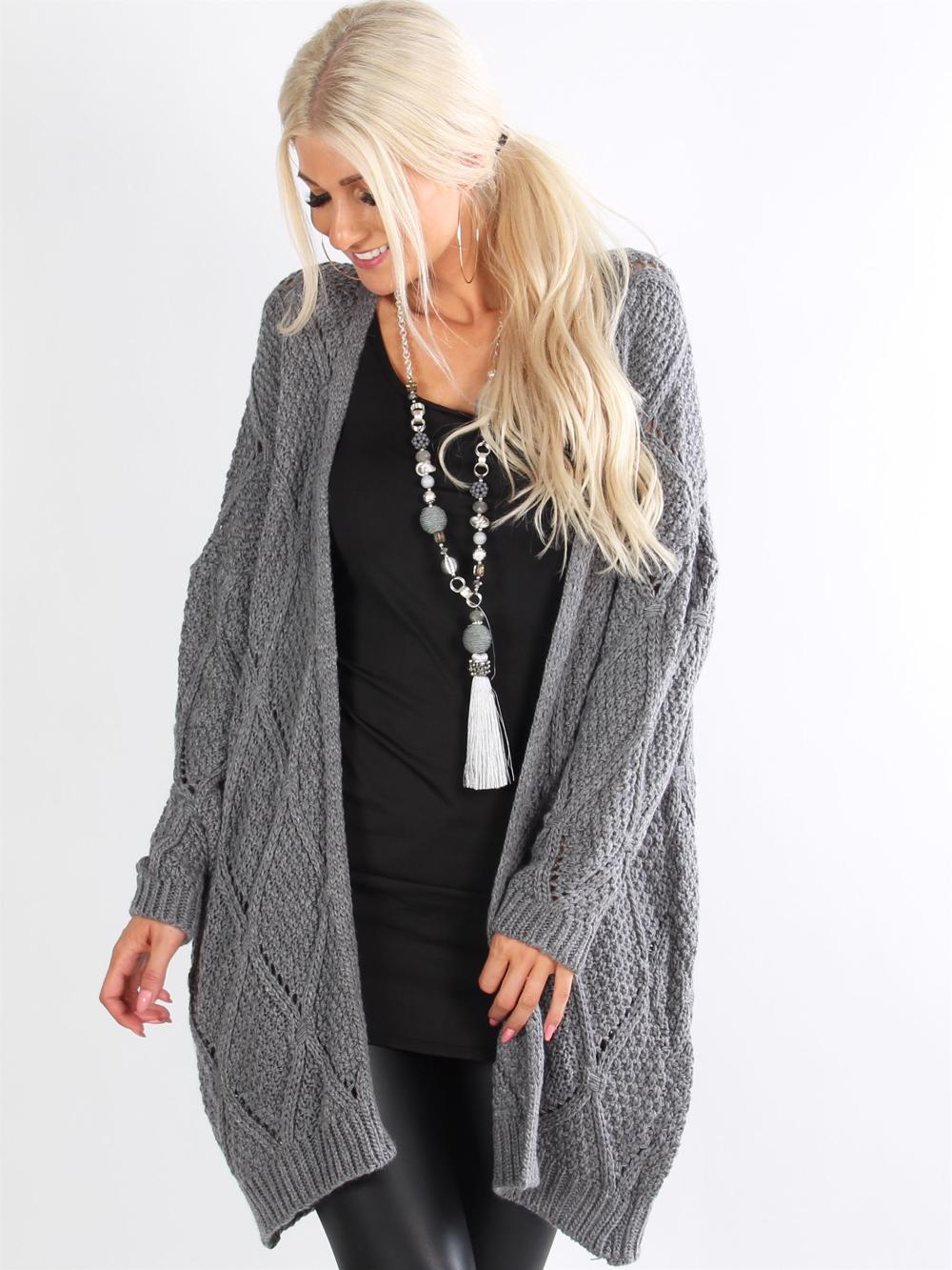 Merit - Armygrøn strikcardigan med harlekin mønster