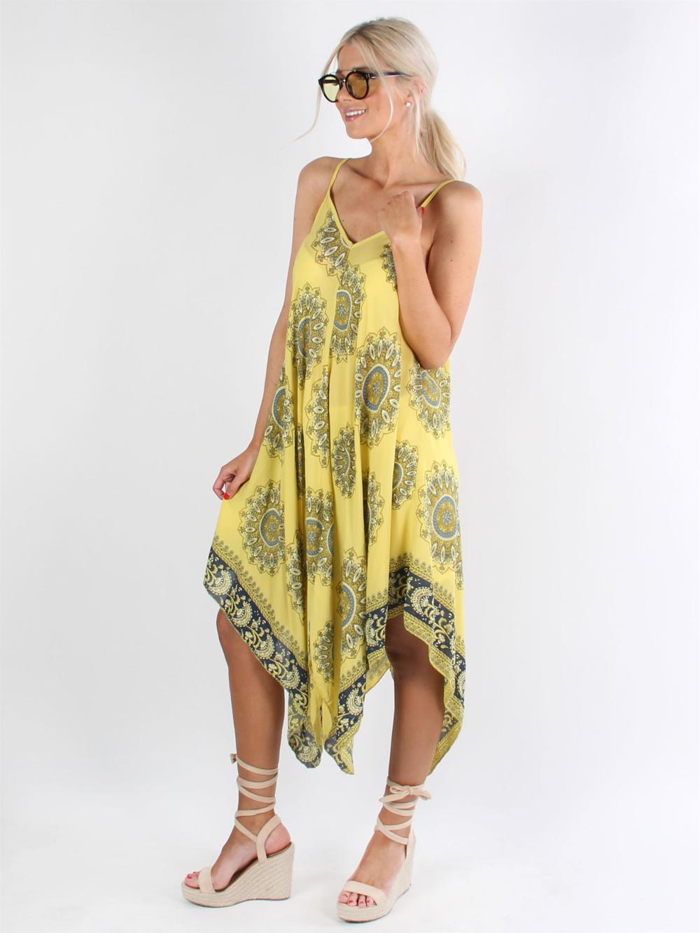 Michigan - Armygrøn stribet stropkjole i løs pasform