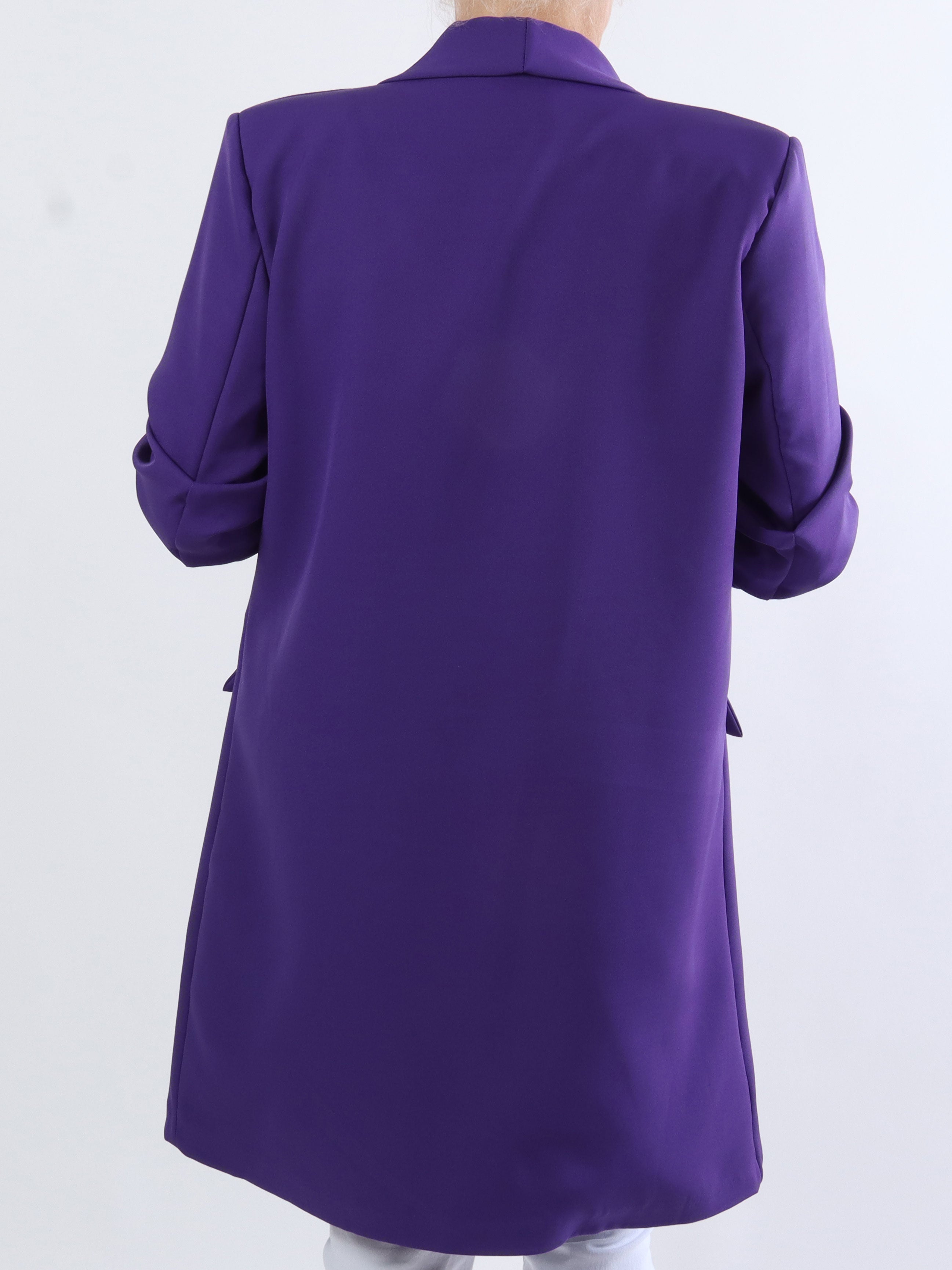 Mila Long - Stilren blazer med rynk på ærmet