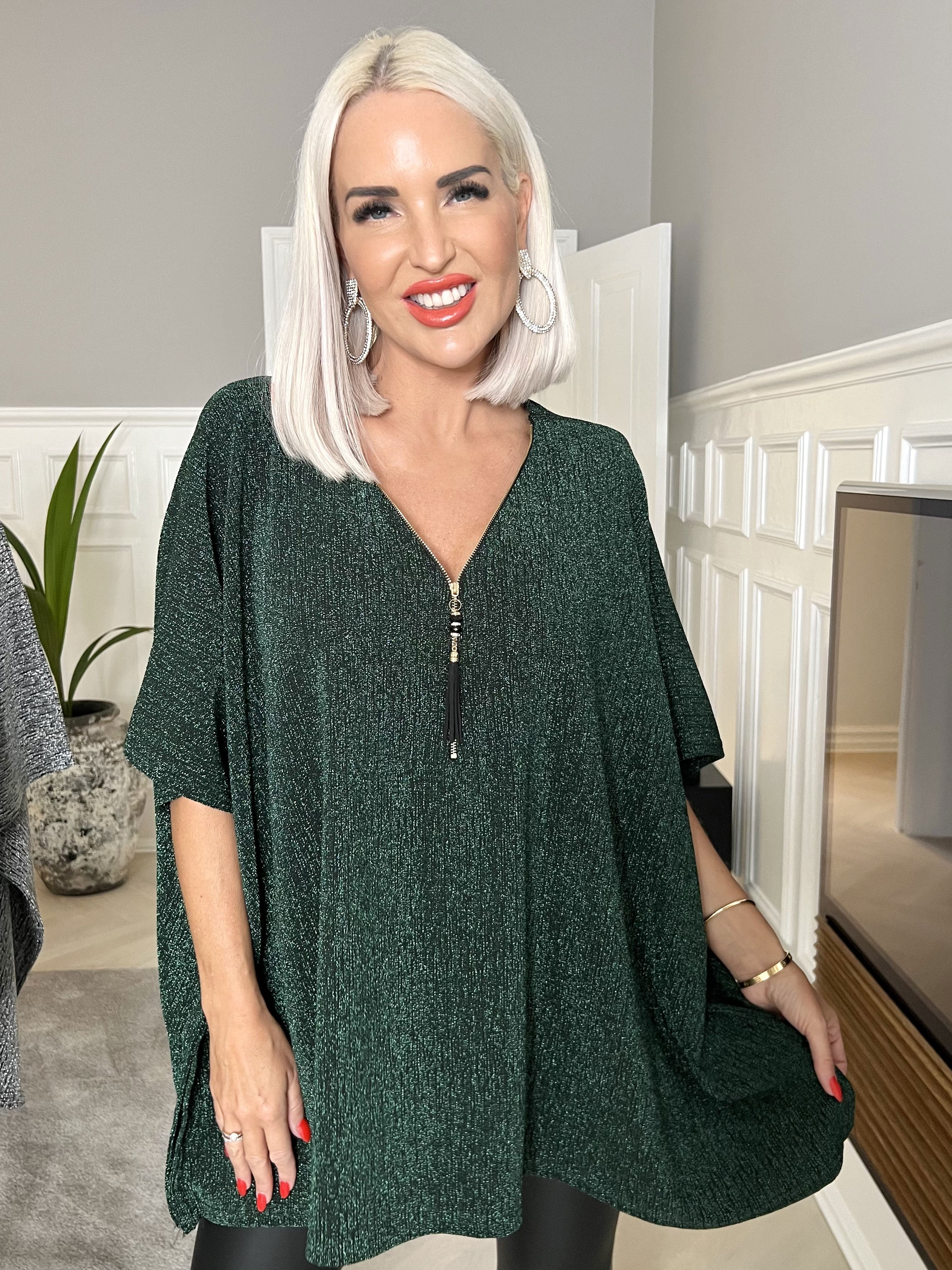 Milagrosa - Fin tunika med lynlås og glitter