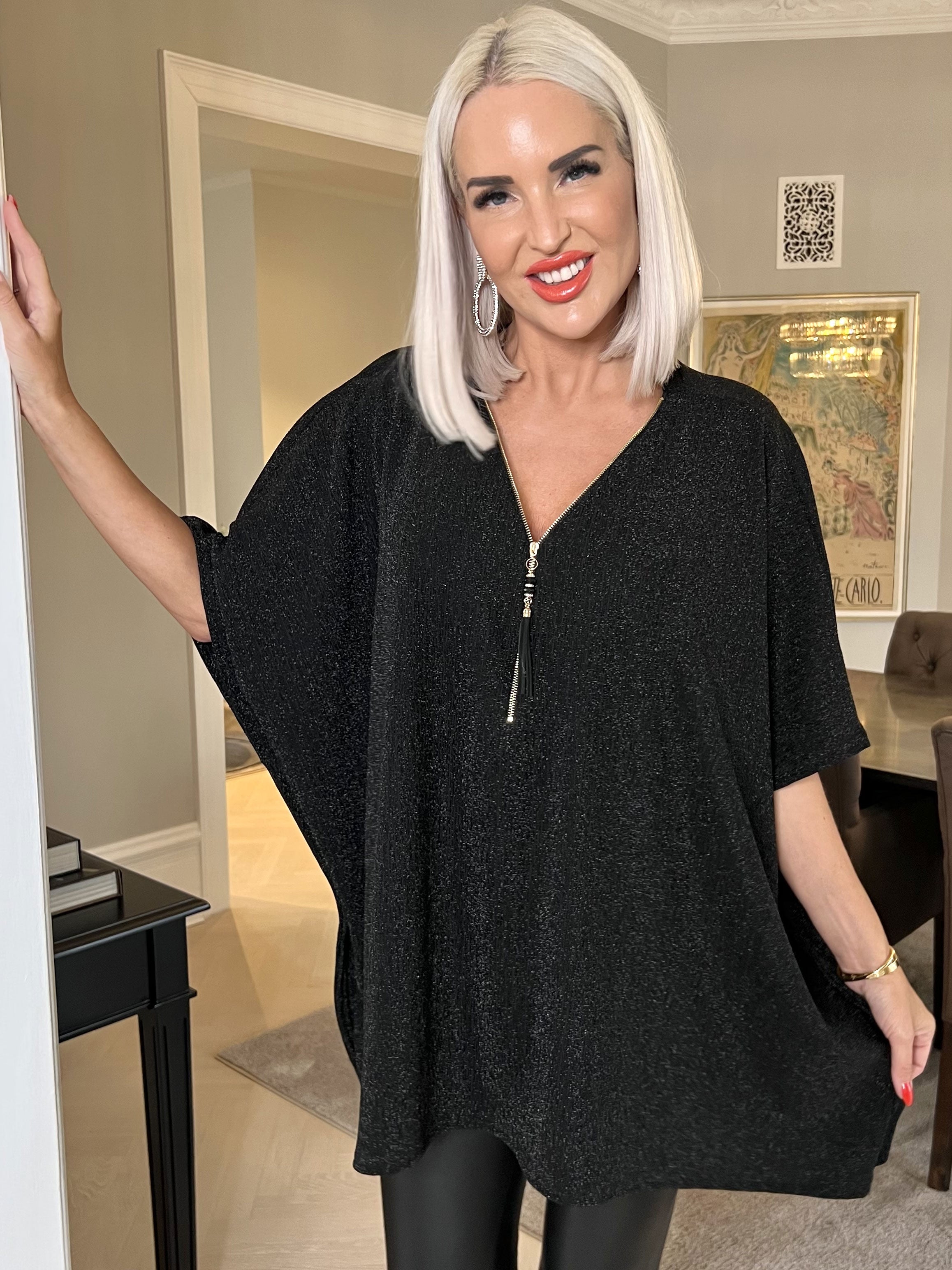 Milagrosa - Fin tunika med lynlås og glitter