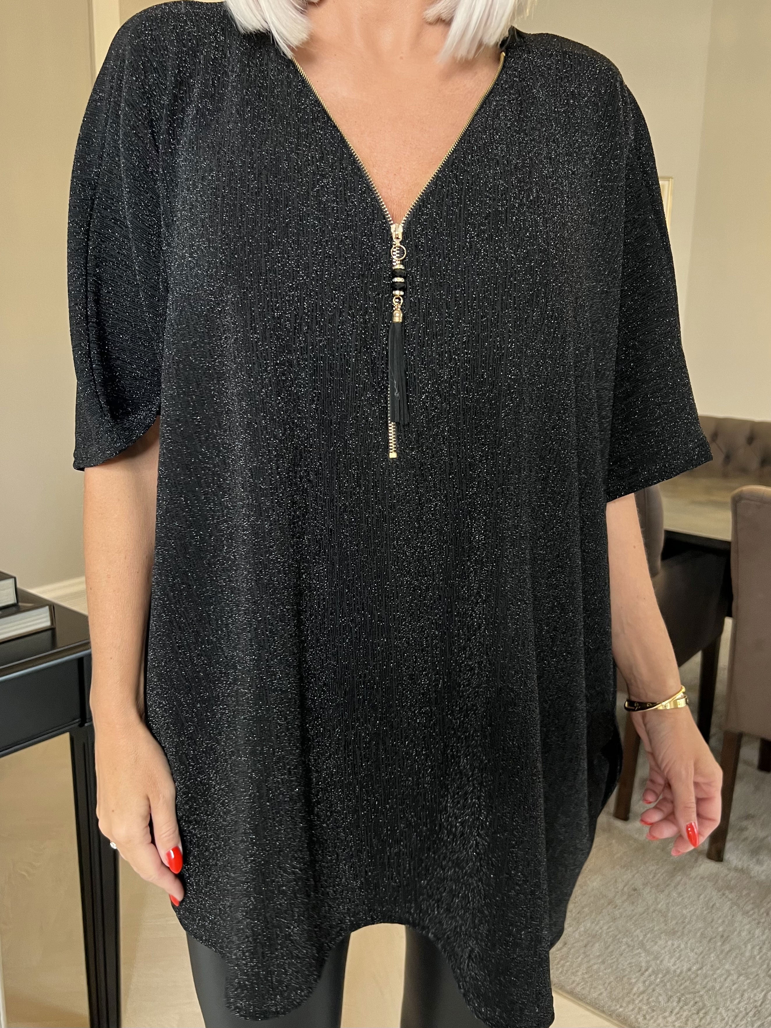 Milagrosa - Fin tunika med lynlås og glitter