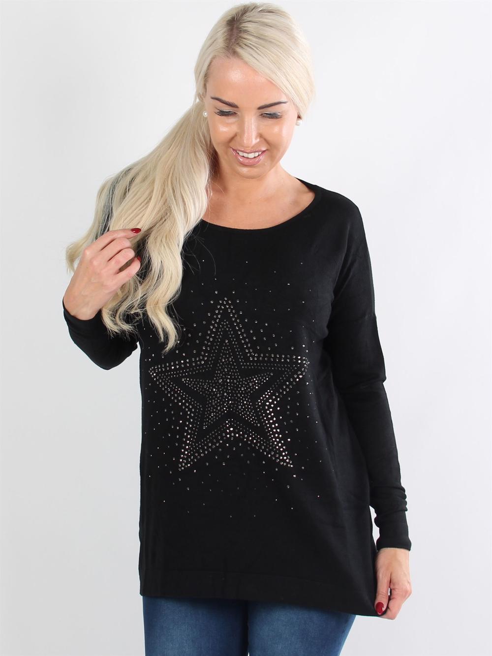 Milen - Beigefarvet strik med similistjerne