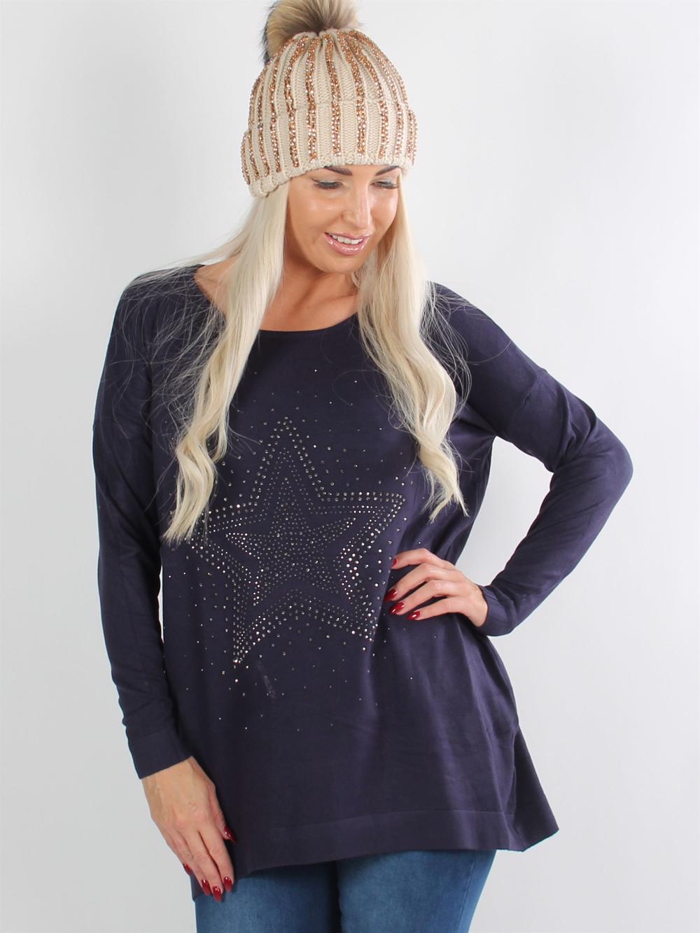 Milen - Beigefarvet strik med similistjerne