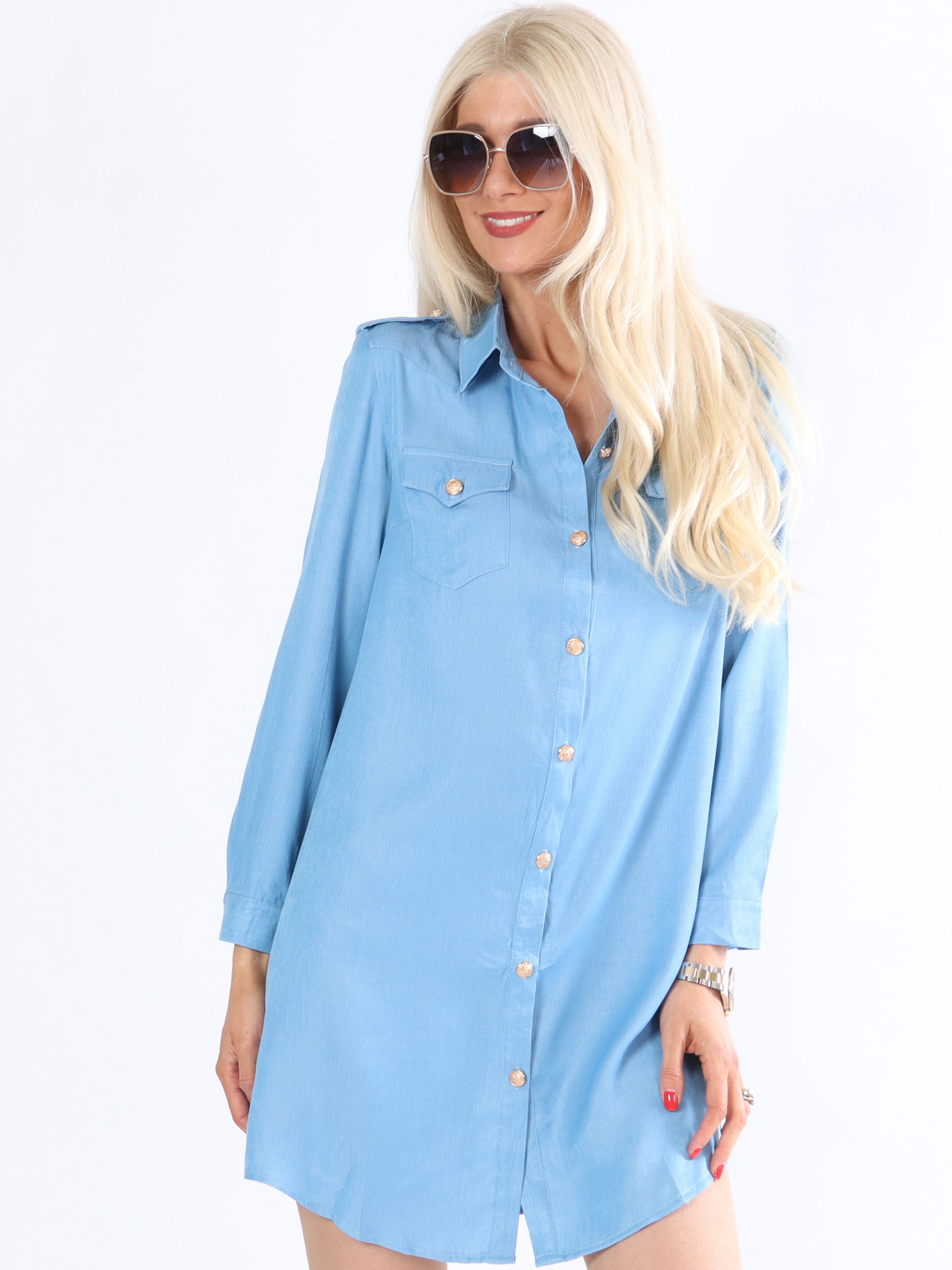 Milena - Skjorte med guld knapper