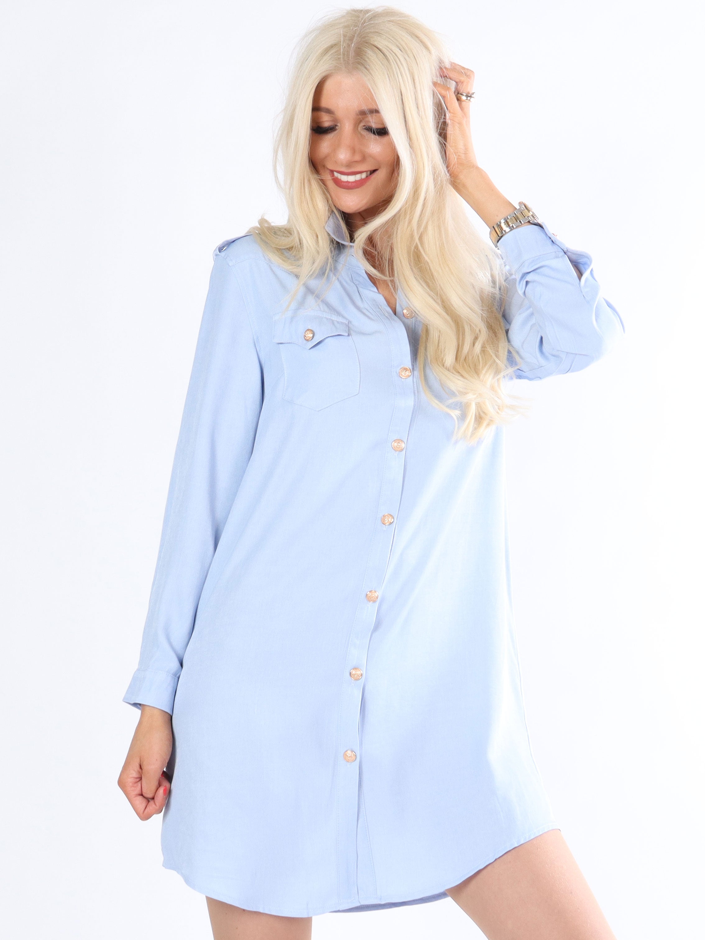 Milena - Skjorte med guld knapper