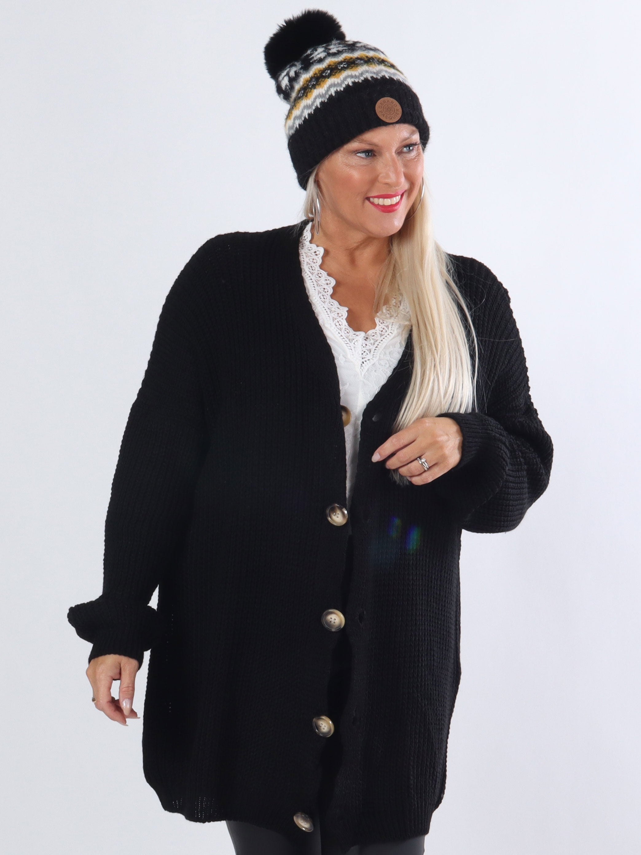 Millymy - Plus size cardigan i strik med store knapper