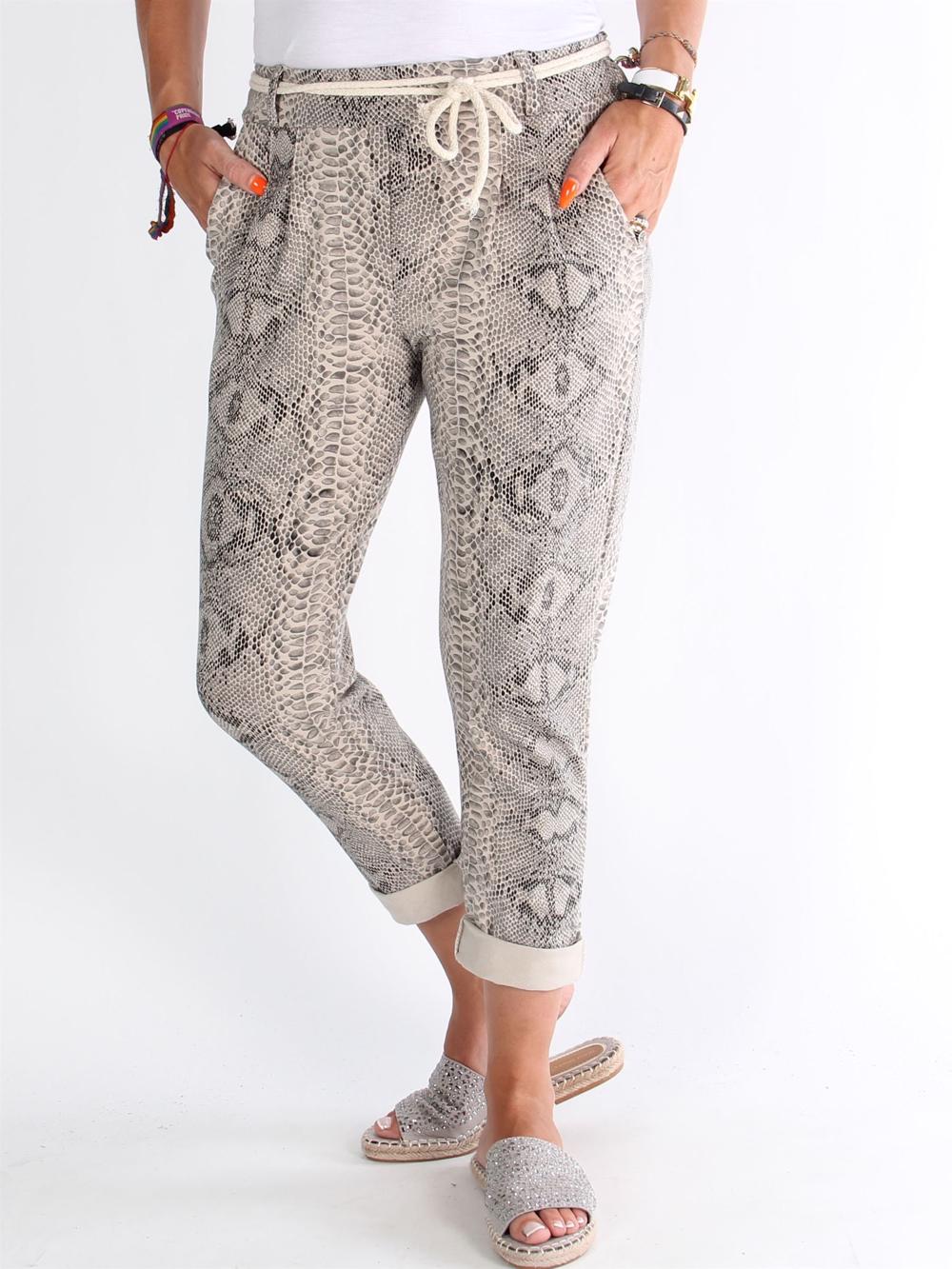 Milu - Sorte joggingbukser med blomster og bindebånd i livet