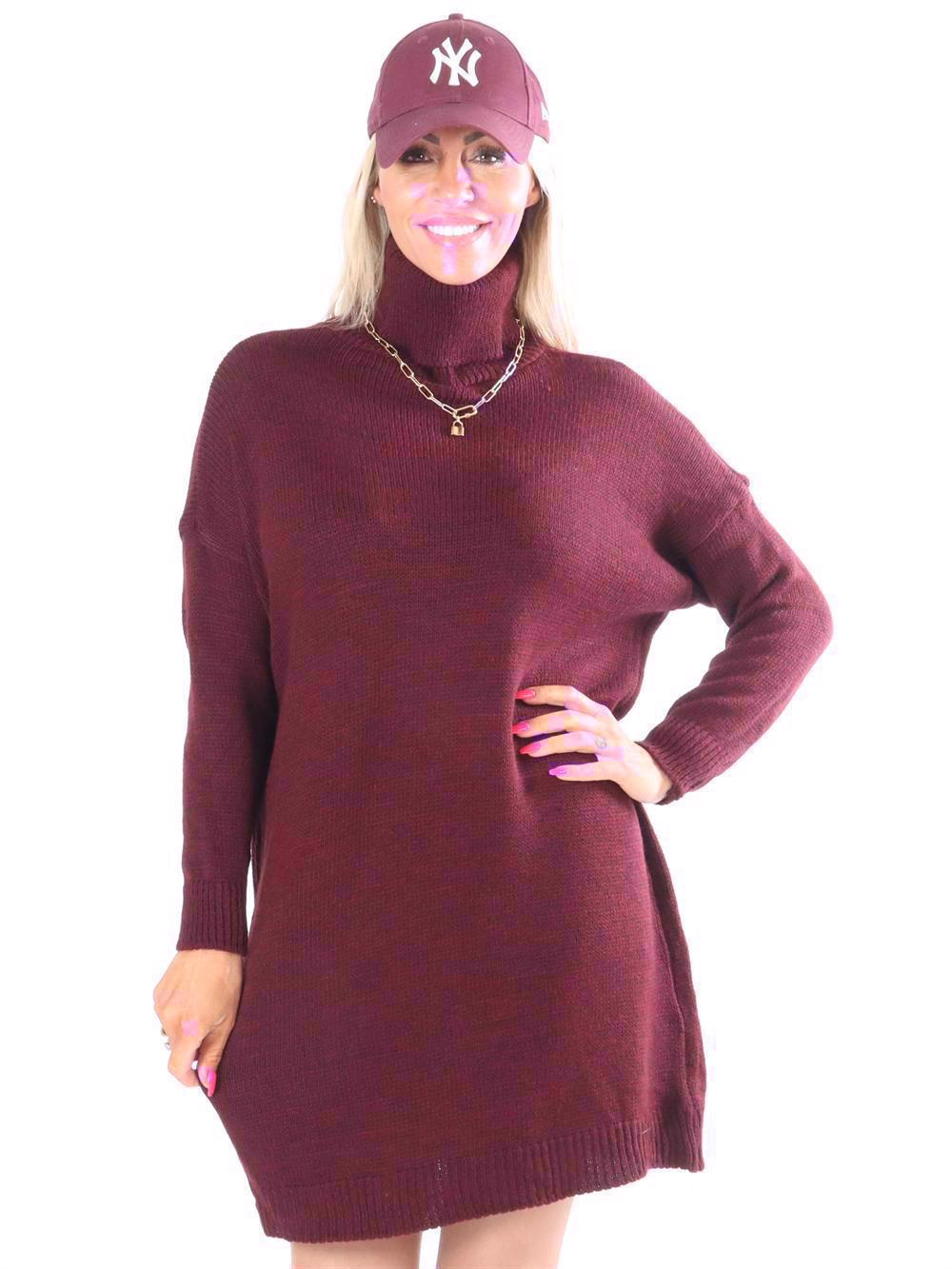 Miranda - Strikkjole med turtleneck