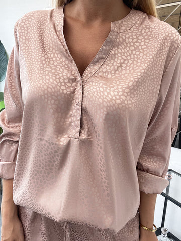 Miriam Shirt - Skjorte i silkelook med småt dyreprint