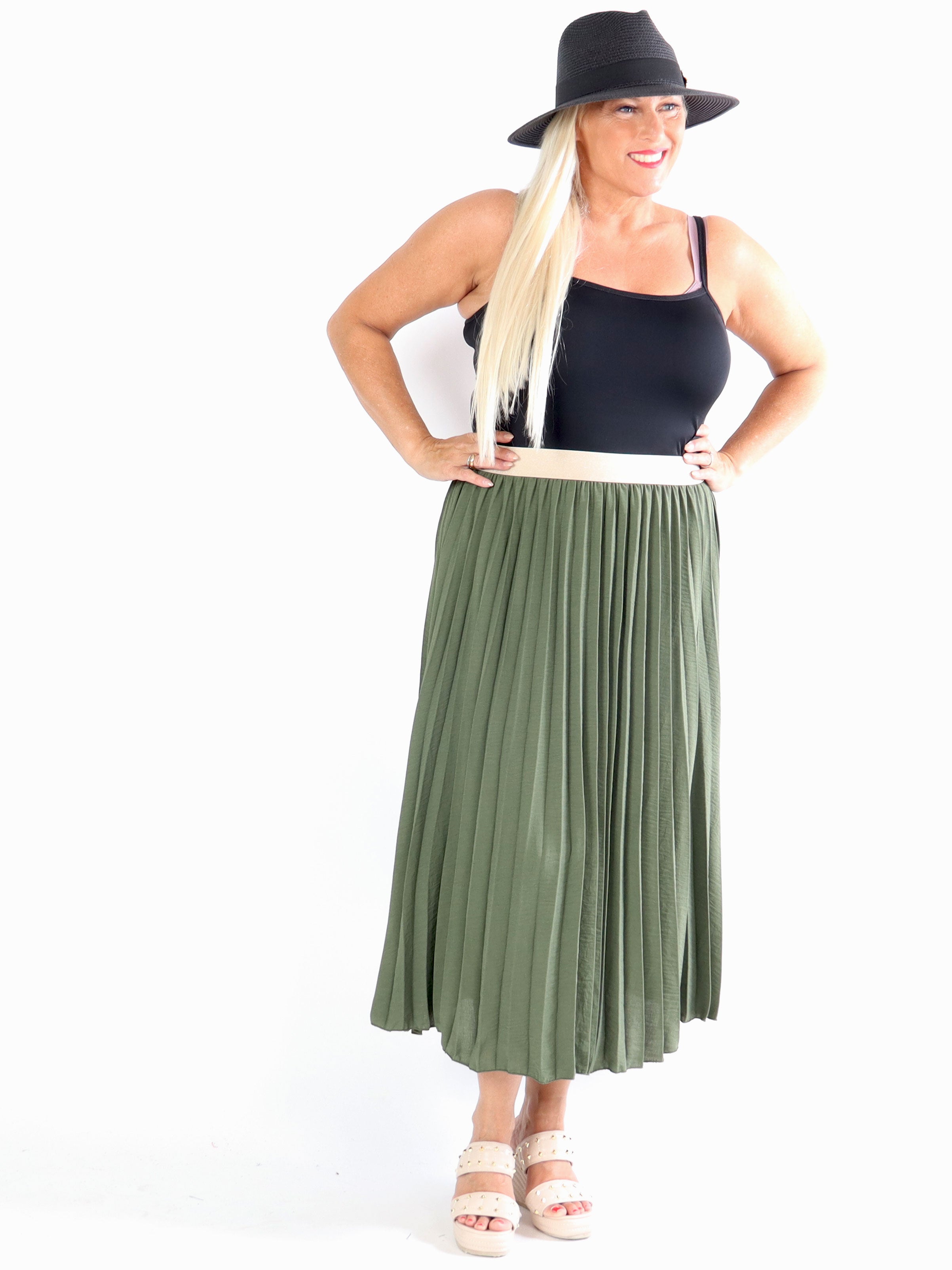 Mirjana - Lang plisseret plus size nederdel