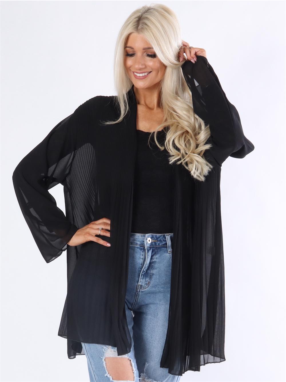 Monia - Beigefarvet plisseret cardigan i chiffon