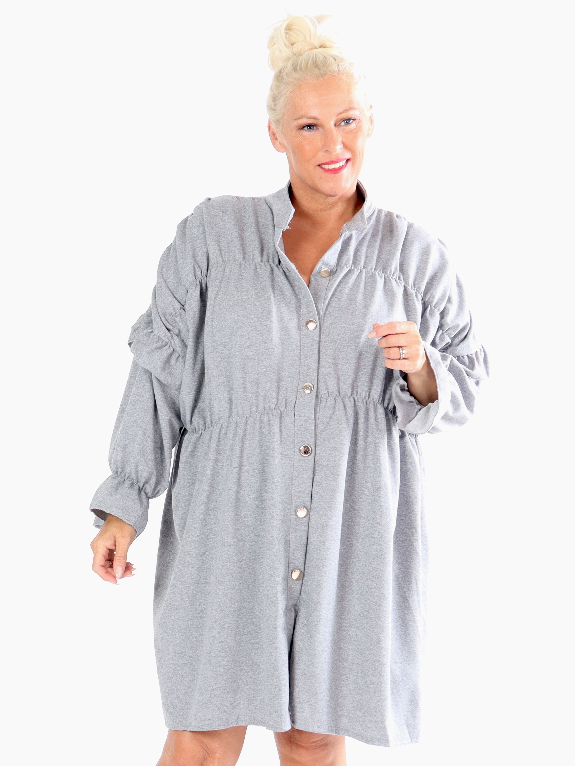 Monica Jersey -  Plus size hverdags joggingkjole med flæser