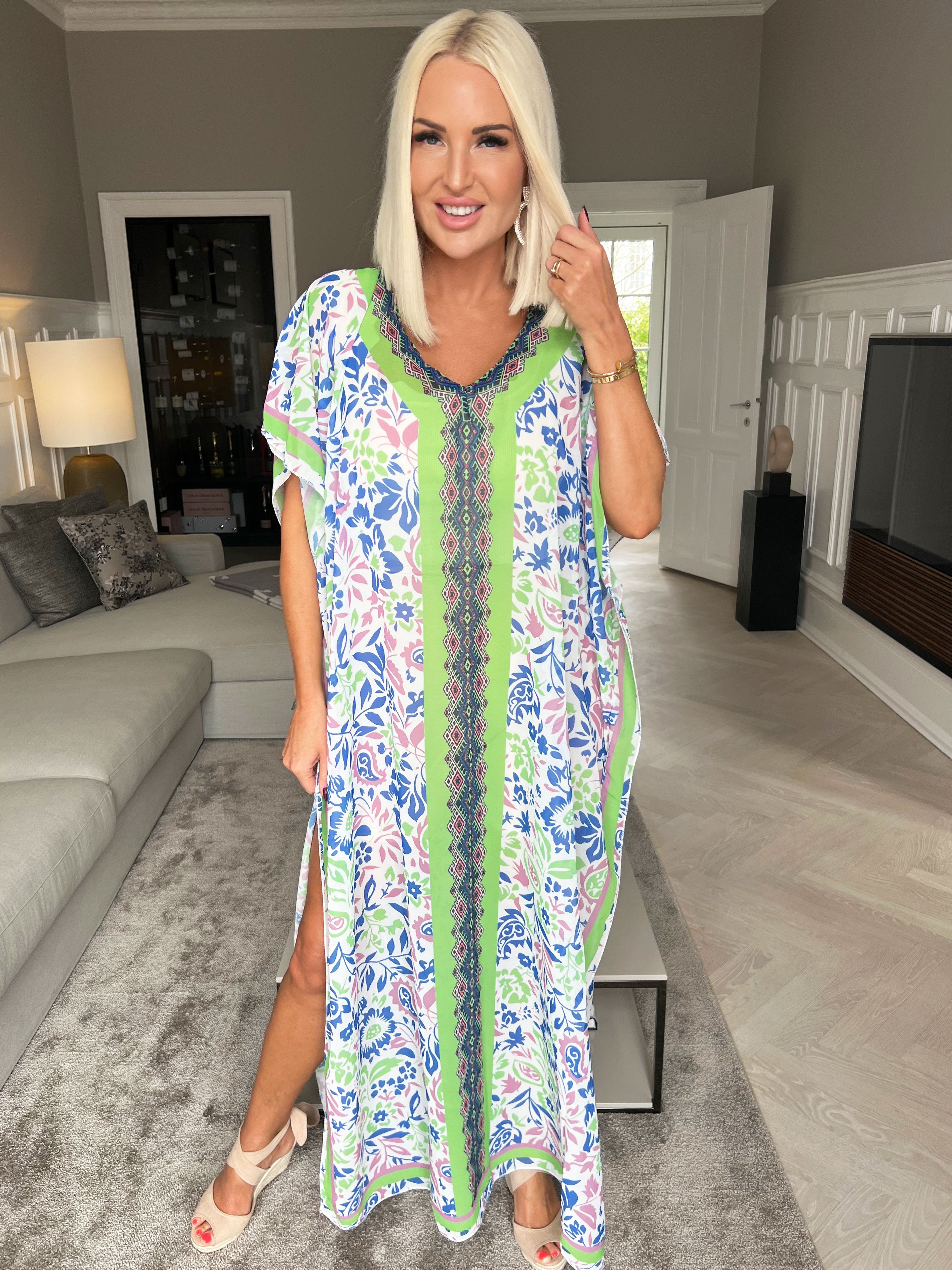 Nadia - Lang flerfarvet semi-transparent tunika