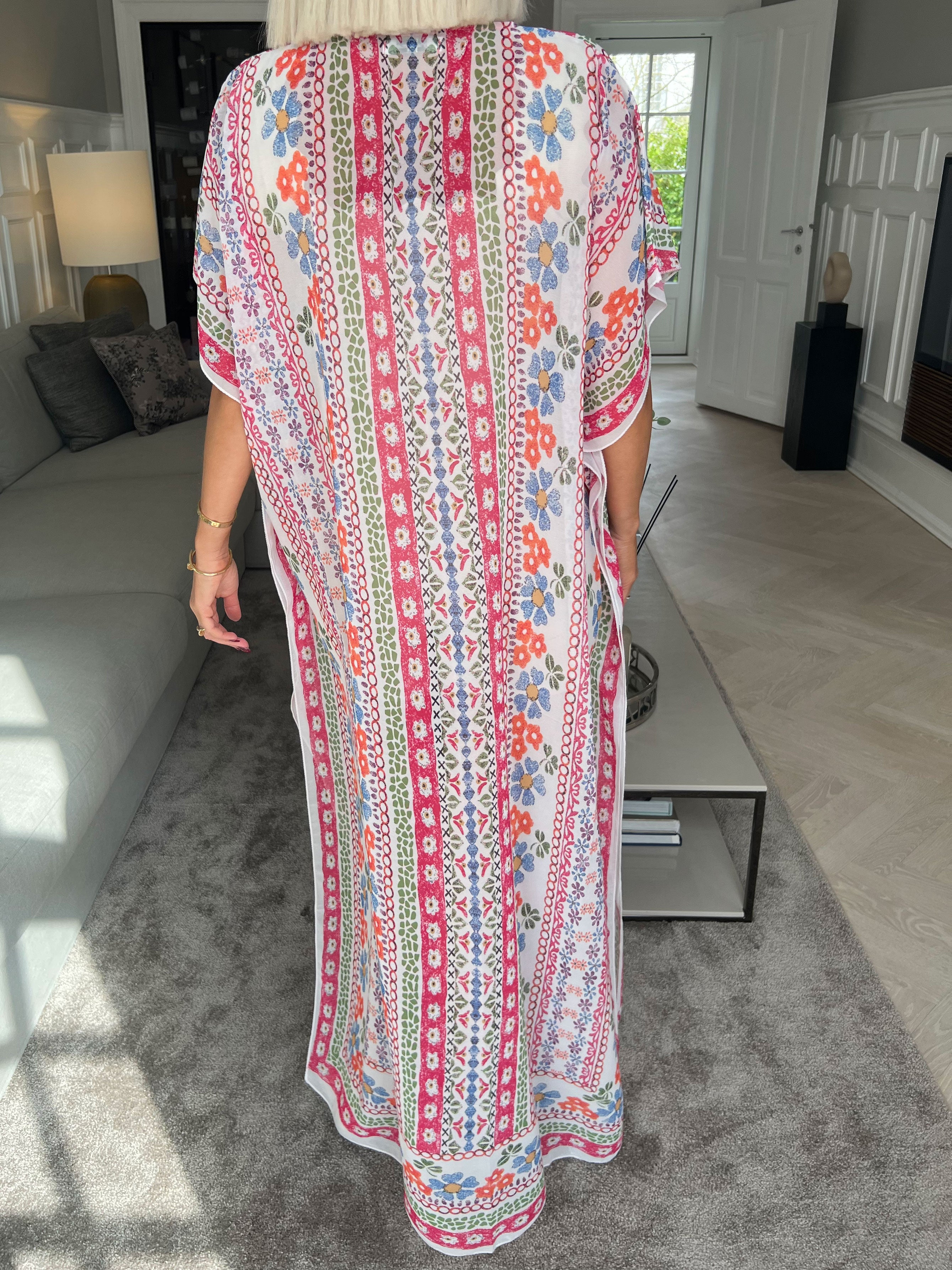 Nadia - Lang flerfarvet semi-transparent tunika