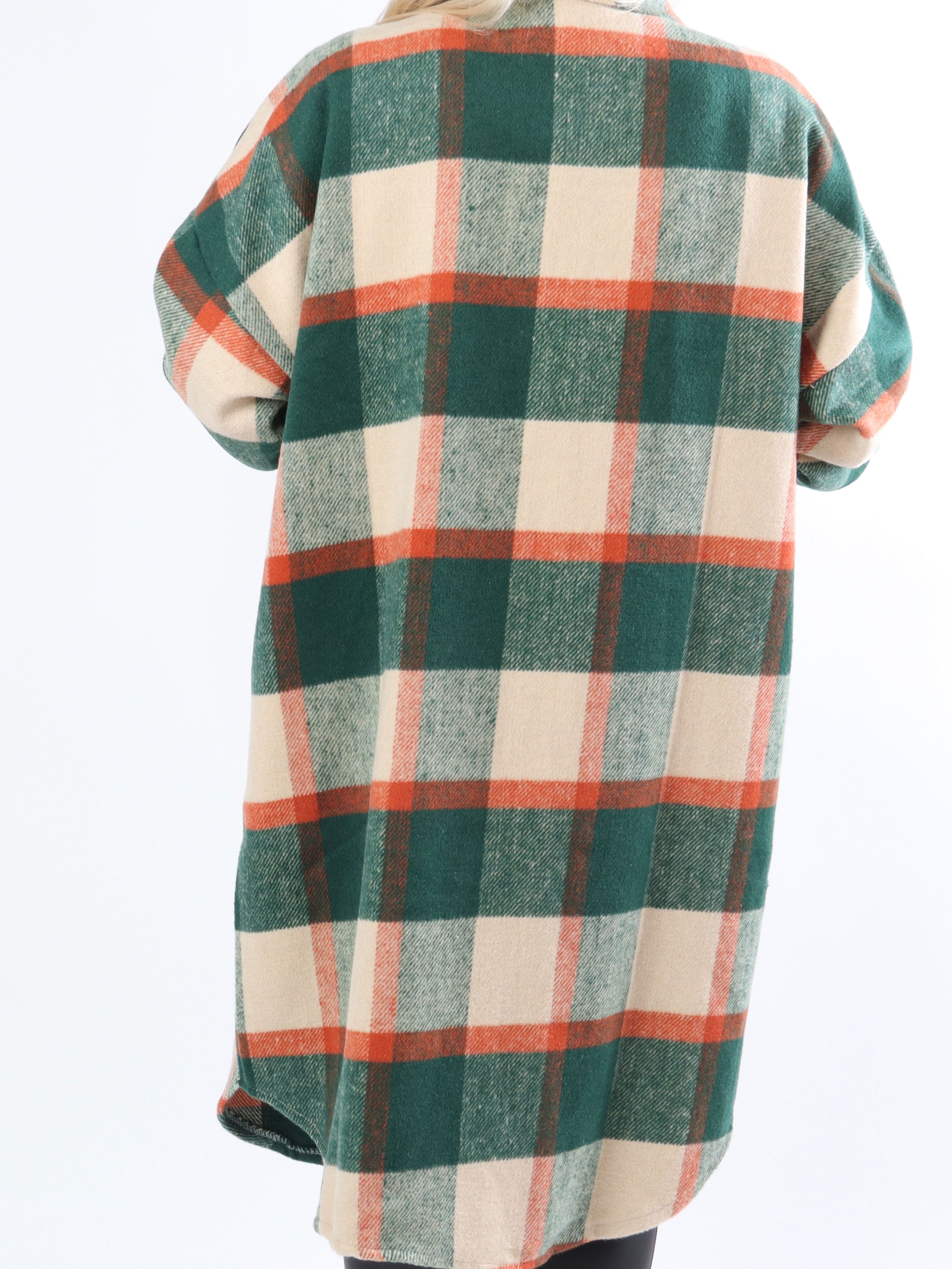 Natalia - Lang ternet plus size jakke med knapper