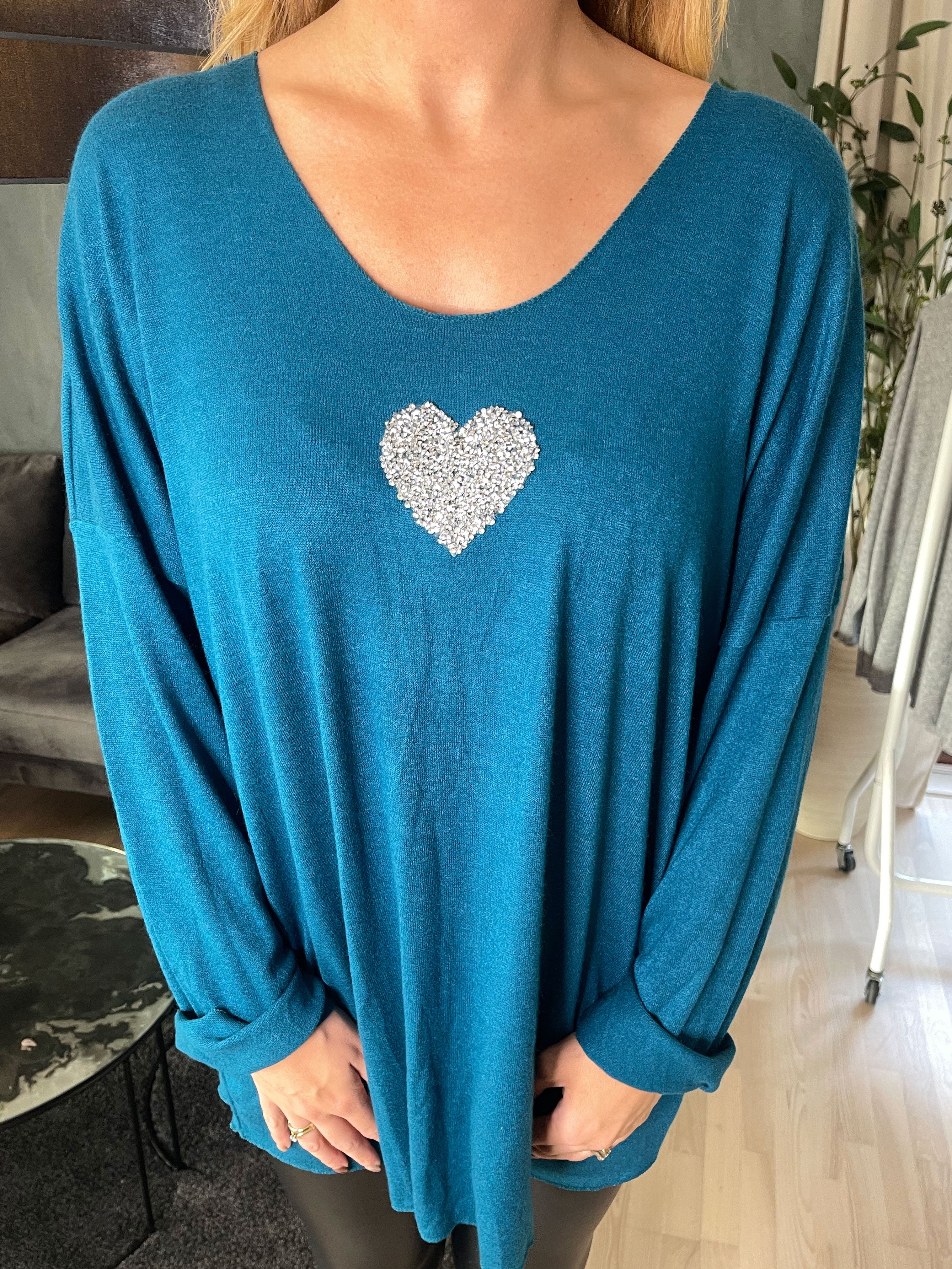 Nayara - Blød bluse med lille sølvhjerte