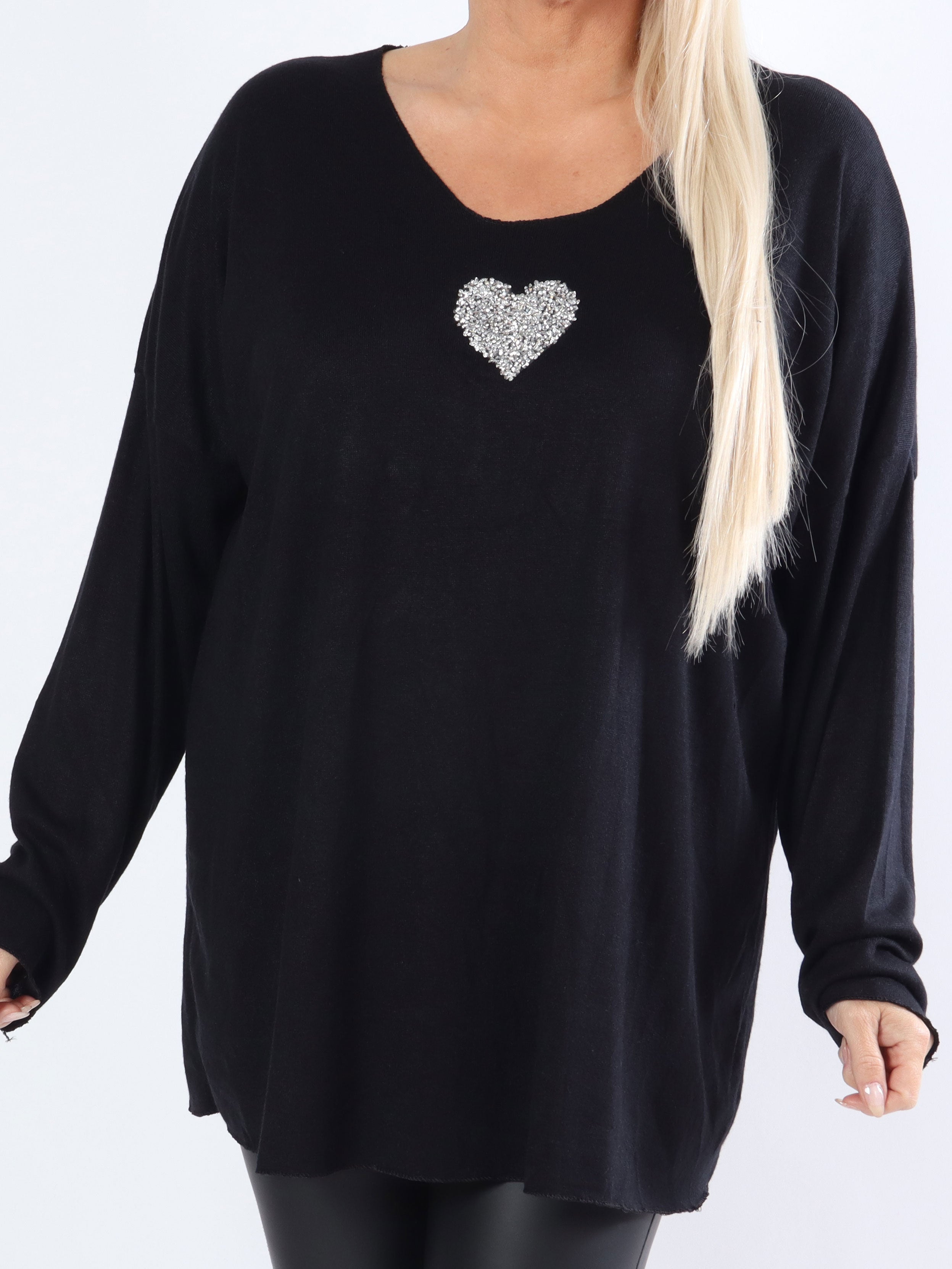 Nayara - Blød plus size bluse med lille sølvhjerte