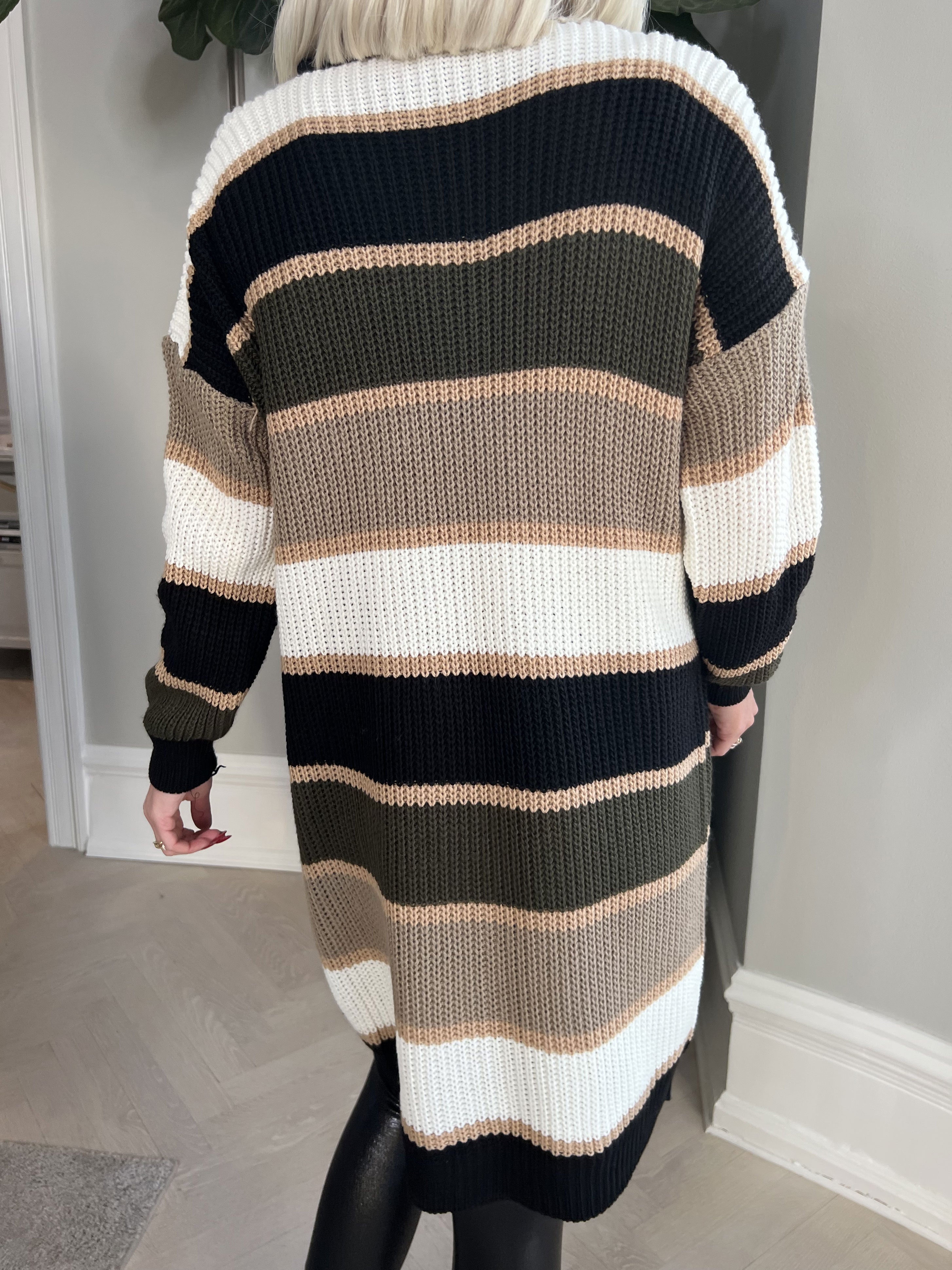 Nesrin - Flerfarvet stribet strikcardigan