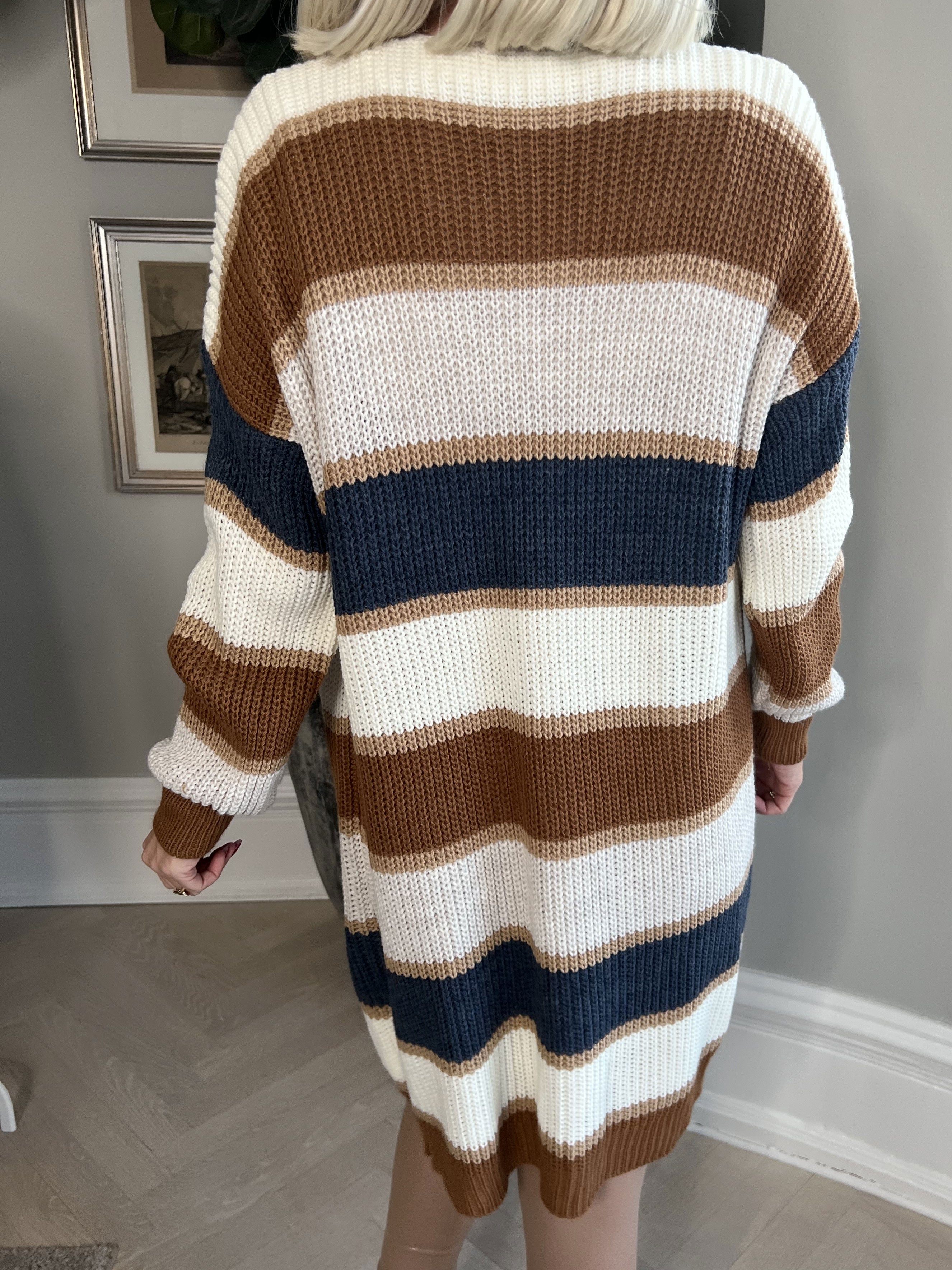 Nesrin - Flerfarvet stribet strikcardigan