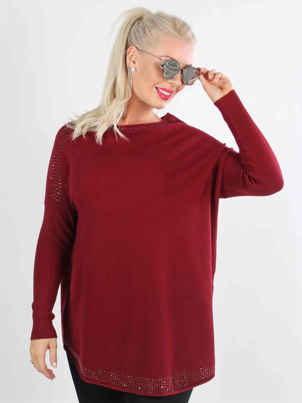 Nicoleja - Beigefarvet strikbluse med similisten